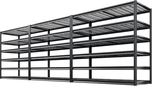 REIBII 3500LBS Garage Shelving, Adjustable Storage Shelves Heavy Duty, 6 Tier Heavy Duty Shelving, Metal Shelving Unit for Warehouse, Basement, Industrial, 55" W x 26" D x 84" H, Black, 3 Pack