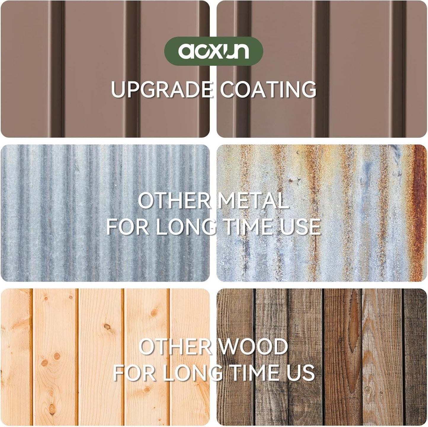 Aoxun 10 x 12FT Outdoor Storage Shed with Double Hinged Large Door Utility Garden Shed with Lockable Door & Sloped Roof Metal Sheds Outdoor Storage for Garden, Backyard, Patio and Backyard, Brown