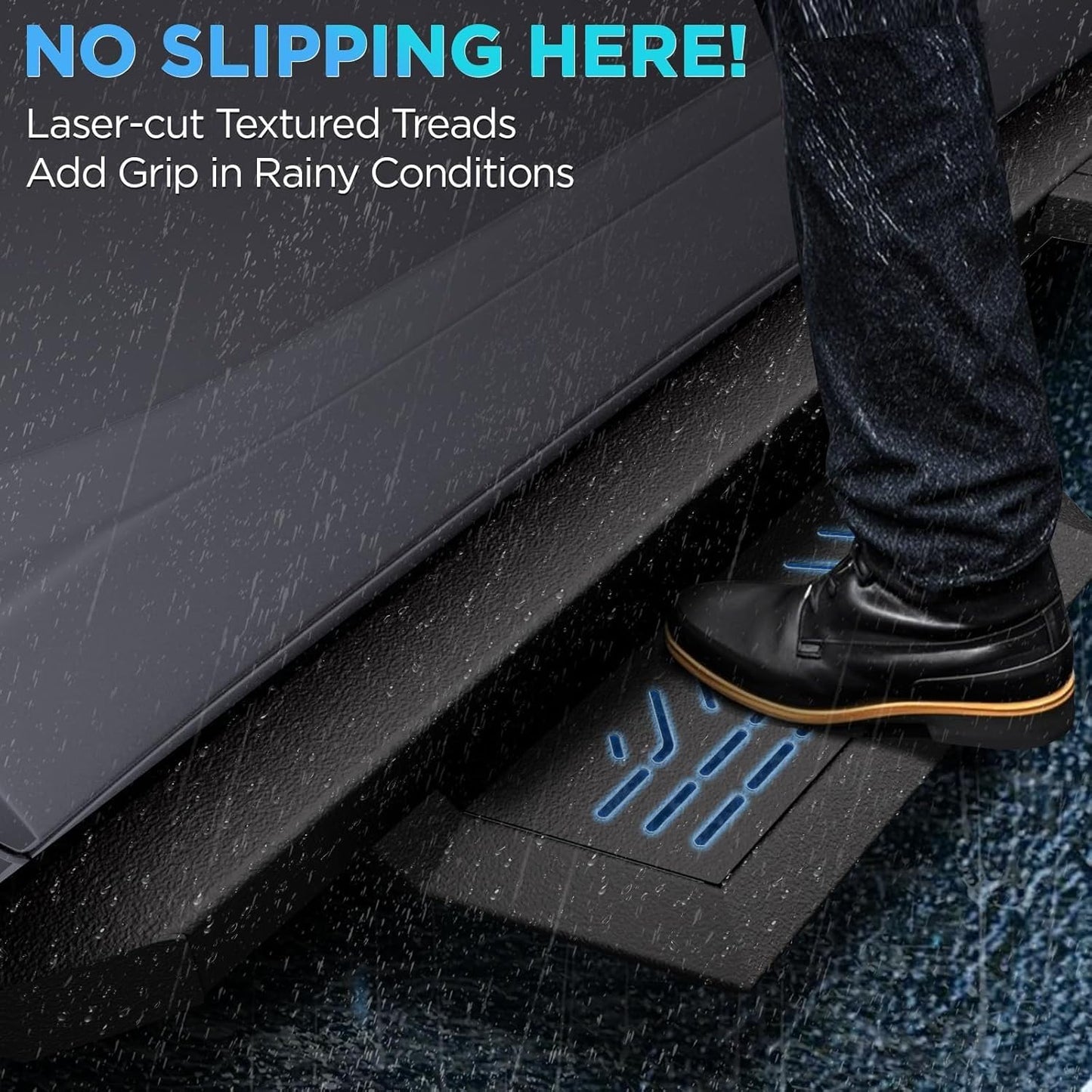 Running Boards Compatible with 2007-2018 Jeep Wrangle JK 4 Doors, Carbon Steel Coated Black Side Steps Nerf Bars