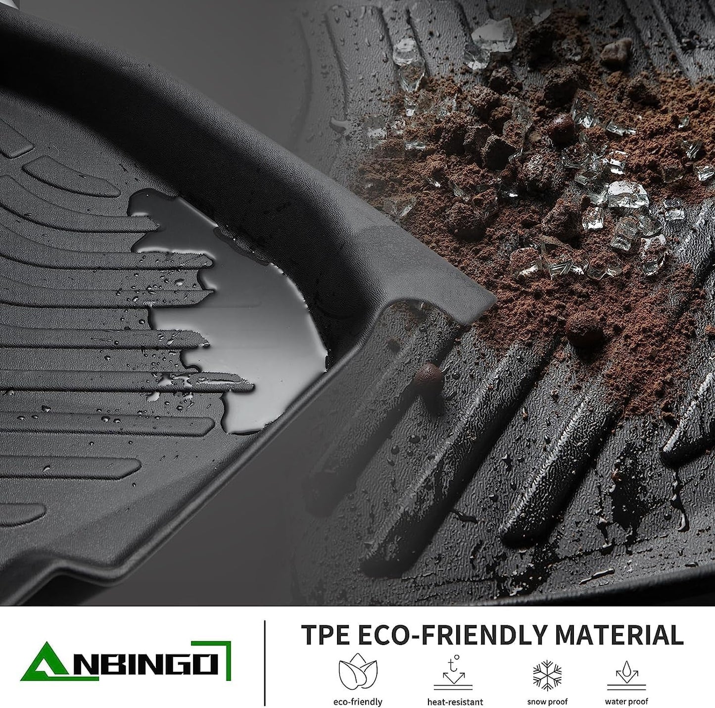 ANBINGO®Floor Mats Fit for Chevy Colorado (Crew Cab) 2023-2025/GMC Canyon All Weather Mats for Chevy Colorado TPE Car Mat Rugs for Chevy Colorado Rubber Trunk Carpet for Colorado Accessories