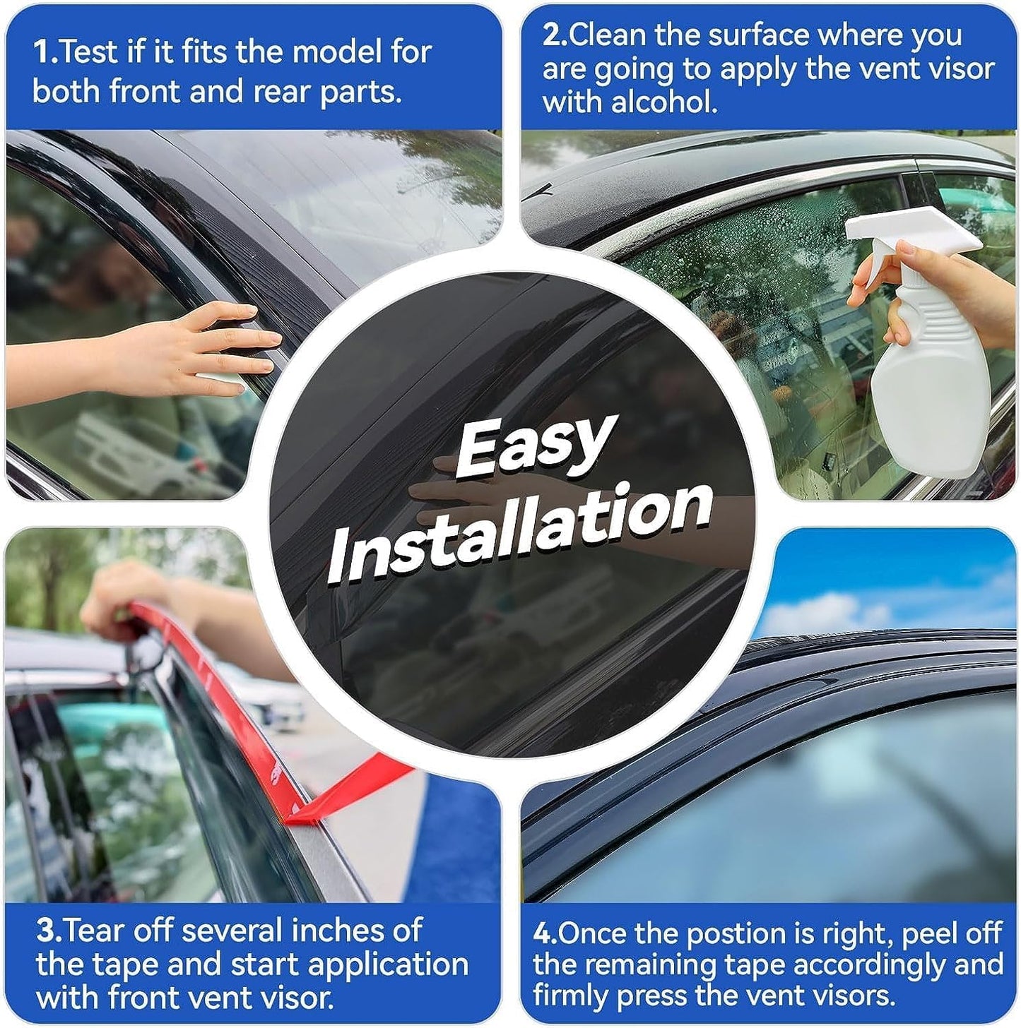 Window Visors Rain Guards Shield for 2021 2022 2023 2024 2025 Kia Sorento, Out-Channel Window Vent Wind Deflectors Visors Shades for 21-25 Sorento