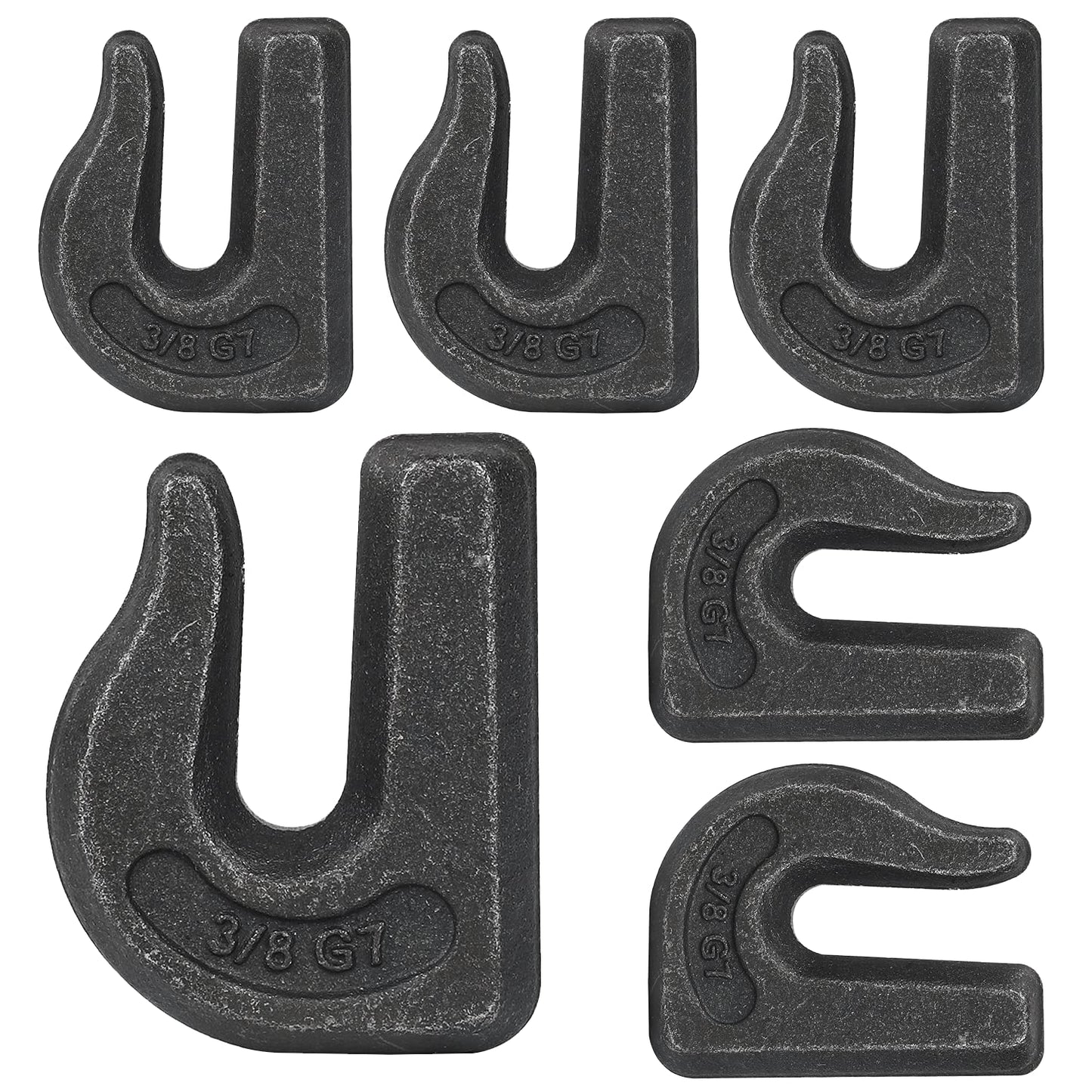 3/8 inch Weld On Grab Hooks,6PCS Heavy Duty Clevis Grab Chain Hook, G70 Tractor Bucket Hooks Great for Car, Truck, Tractors, Loader Bucket Forklift Trailer