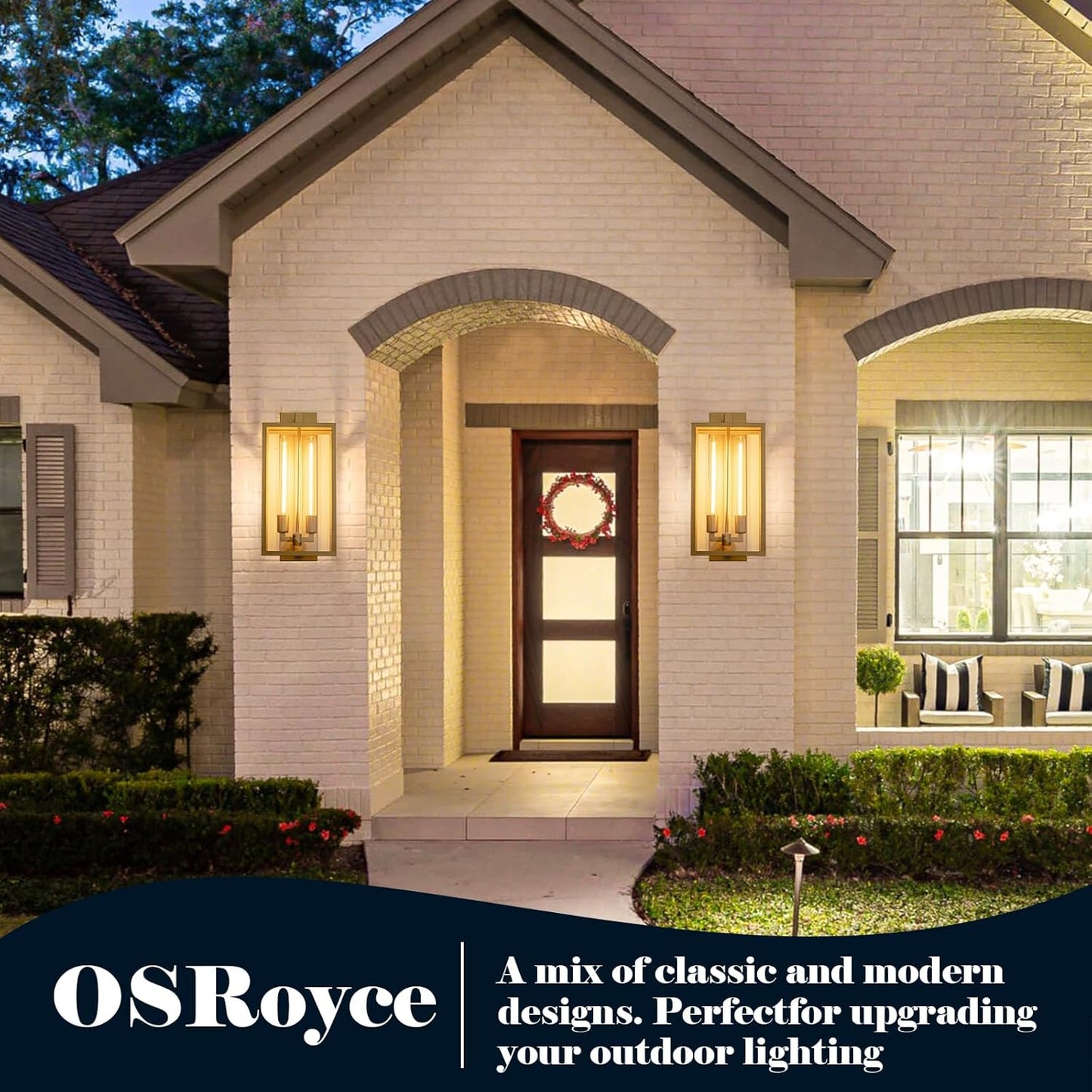 Outdoor Wall Sconce, 21" Large Gold Wall Mount Lamp, Outside Lights Front Porch Light, Waterproof Modern Porch Lighting Exterior Lamp for Front Door, Entryway (Bulbs Included)