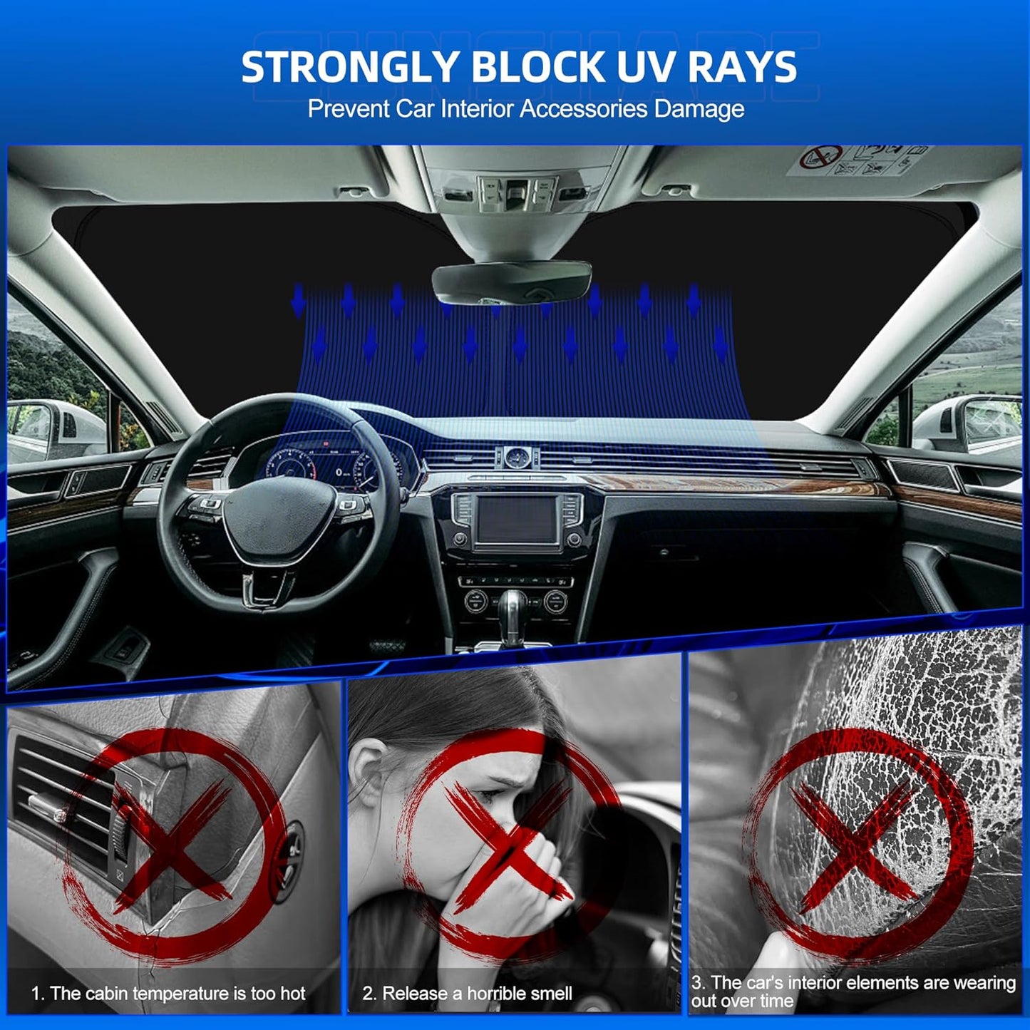 Windshield Sun Shade for Kia Sportage 2018-2022 Foldable Sunshade Custom Fit Front Window Car Interior Accessories Protector Blocks UV Rays