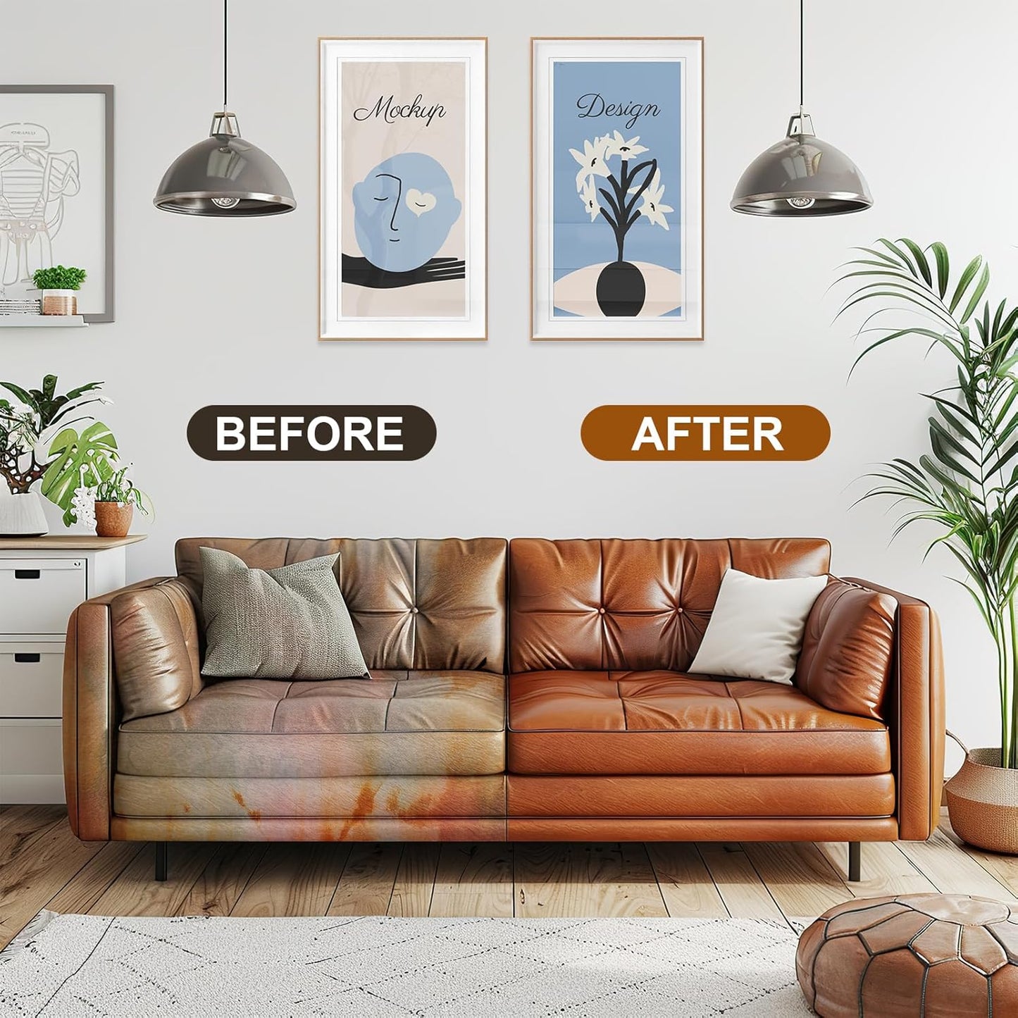 Leather Recoloring Balm Set,Leather Cleaner Restore Conditioner Mink Oil for Leather Repair Kit for Furniture Couches -Revives Repairs Scratches Leather Dye Furniture Polish (Black)