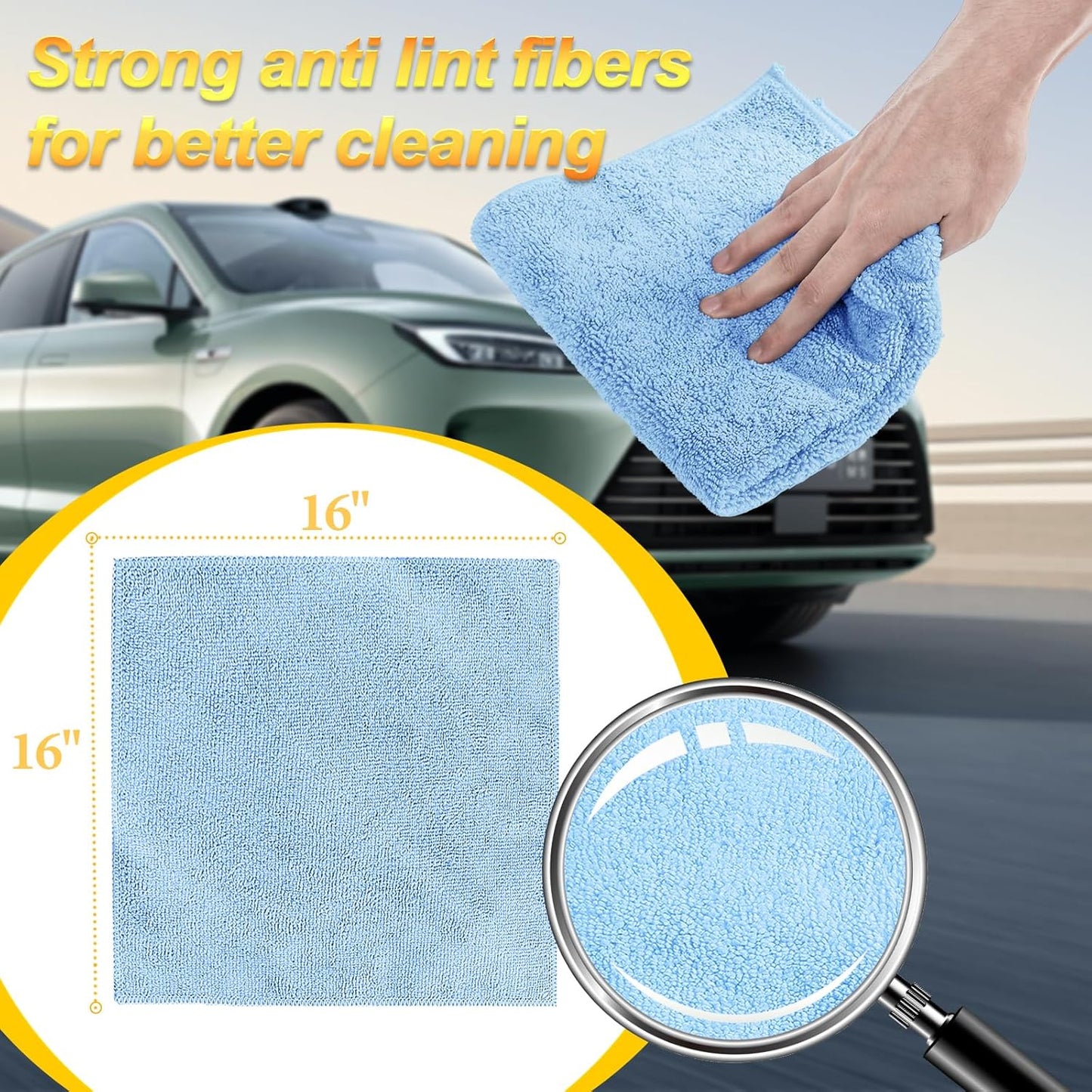 Microfiber Wash，Car Drying Towel, Extra Soft,Reusable and Durable,Absorbent, Car Drying Towel Lint-Free,Interior Microfiber Rags 16in x 16in-6 Packs Blue