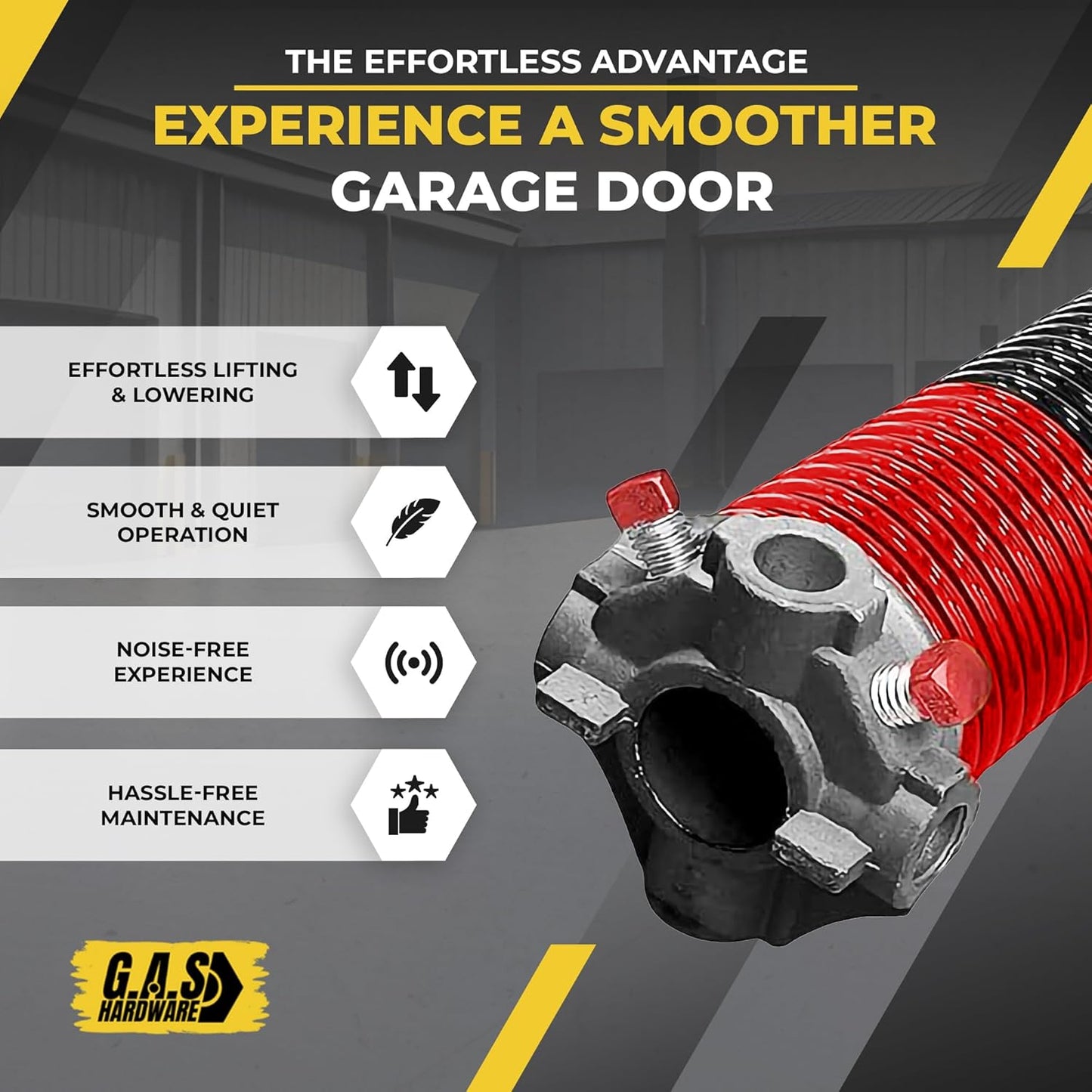 Garage Door Torsion Spring 225x1.75x27 Includes 1” Steel Bearing, Non-Slip Gloves, and Winding Bars for Left and Right Side of Garage Door Precision E-Coating 5-Year Warranty Min. 30,000 Cycles (Pair)