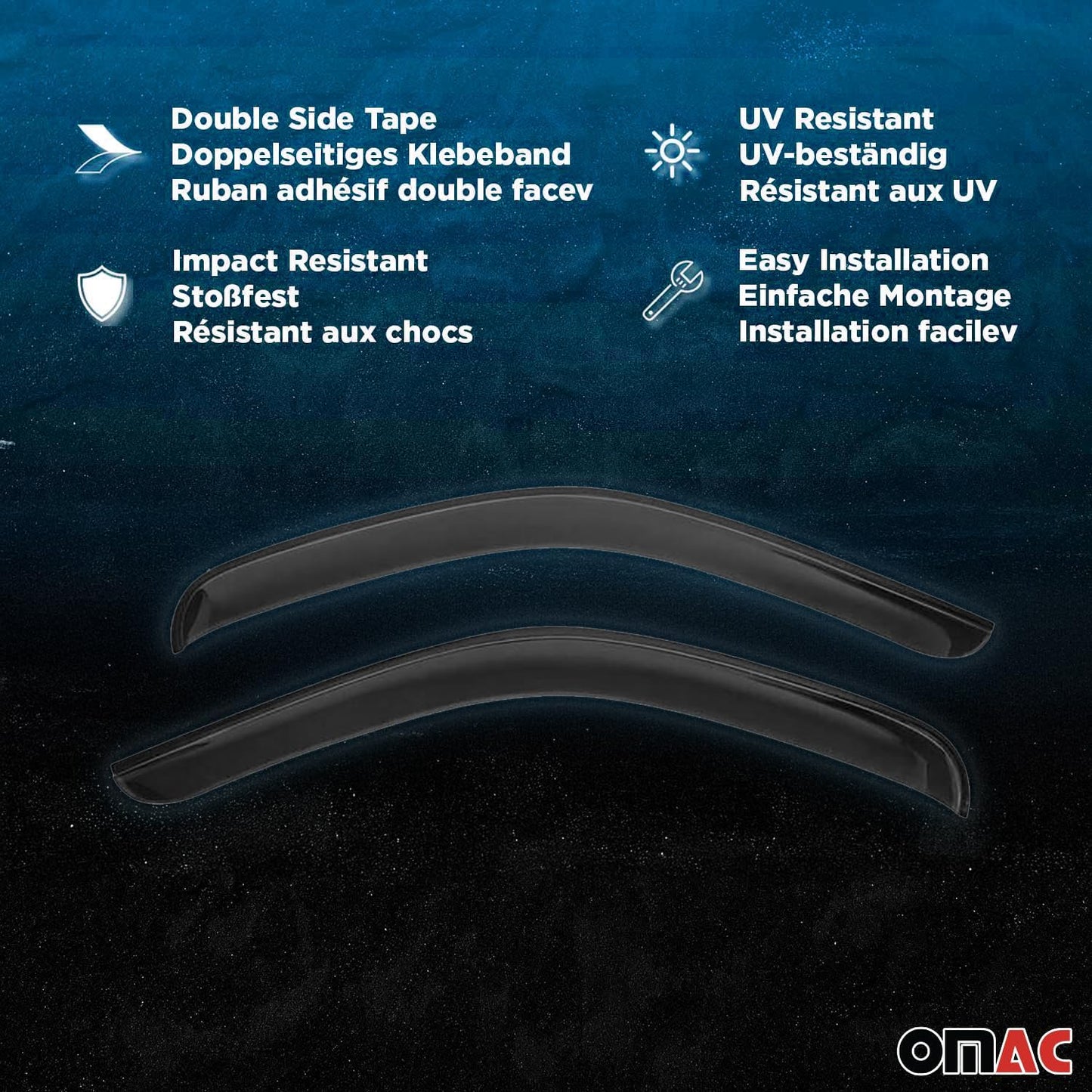 OMAC Window Visor Vent Rain Deflector for Honda Civic Hatchback 2006-2011 Smoke 4 Pcs