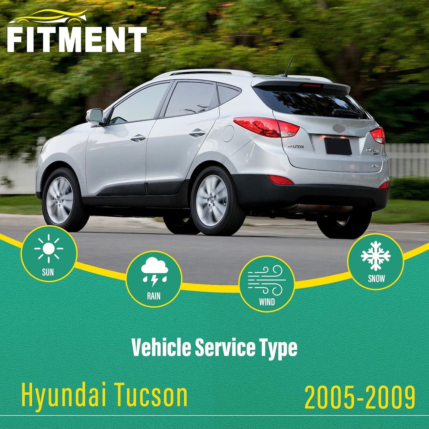 24" 16" 12" Windshield Wiper Blades Replacement for Hyundai Tucson 2005 2006 2007 2008 2009 Premium All Weather Front Rear Wipers Set - OEM Quality (Pack of 3)