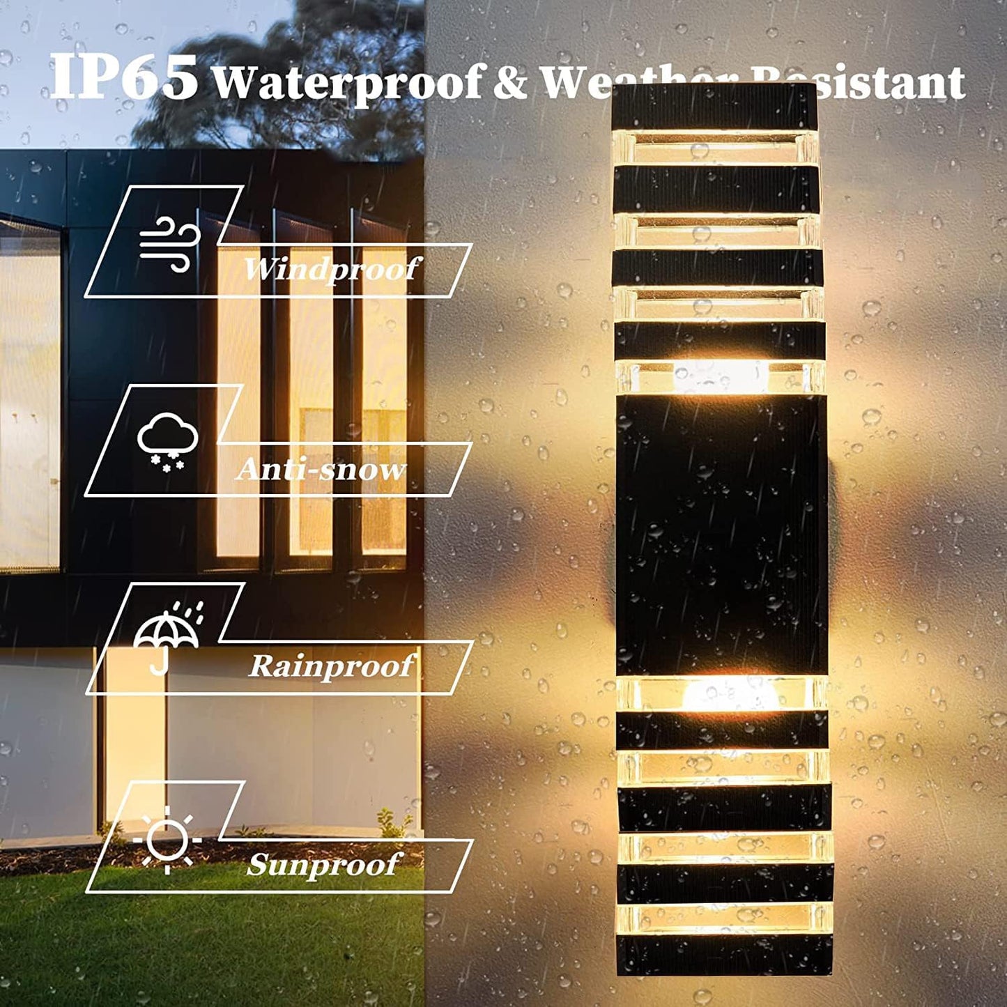 18inch LED Square Up & Down Wall Lights,24W Outdoor Wall Light 4000K Day White Aluminum Body Waterproof IP65 LED Exterior Light Fixtures Wall Mount for House Patio Garage Garden. (16 Pack)