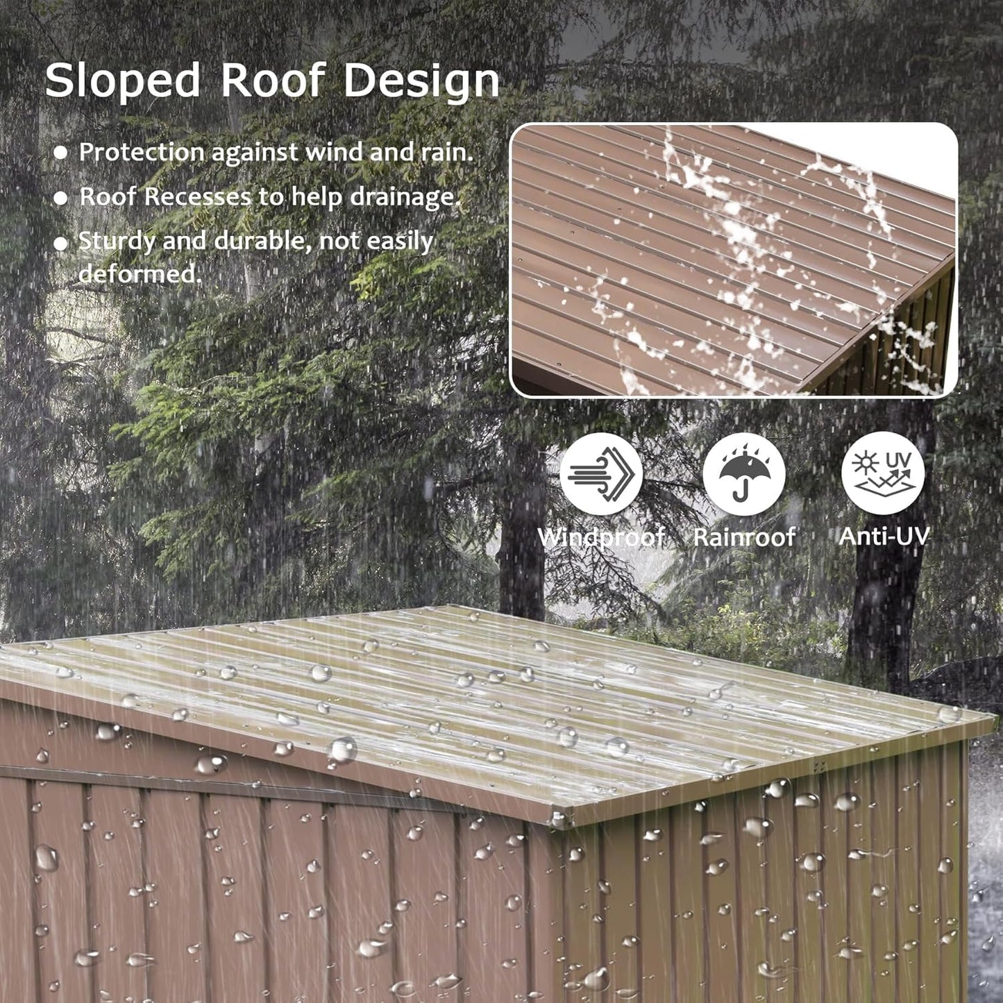 IKERY Metal Storage Shed 6' x 4' with Double Lockable Doors - Garden & Backyard Tool Shed for Bikes, Weather-Resistant - Dark Gray