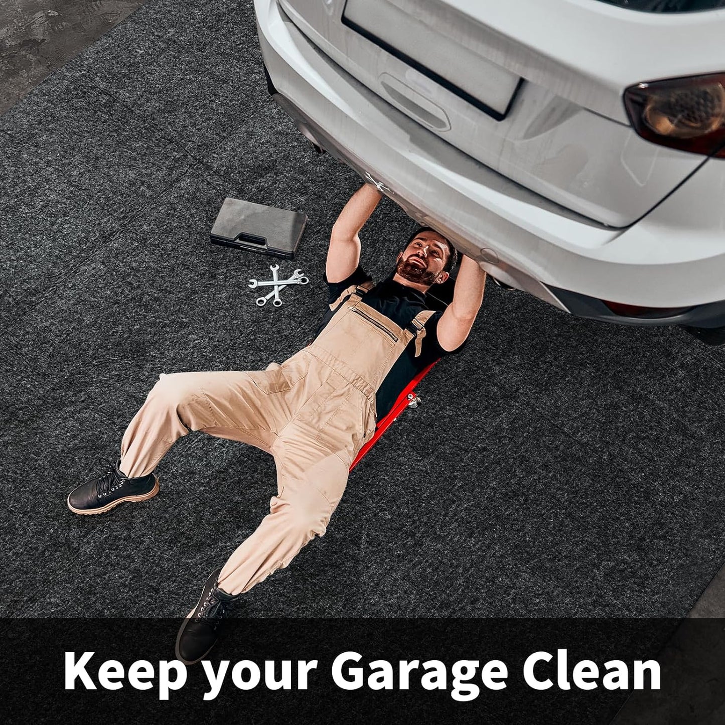 MABOZOO Garage Floor Mat 8.8 x22 Ft, Extra Large Garage Carpet Rug, Reusable Absorbent Oil Spill Mat, Washable Parking Flooring Rug for Under Car, Protects from Spills, Drips and Stains