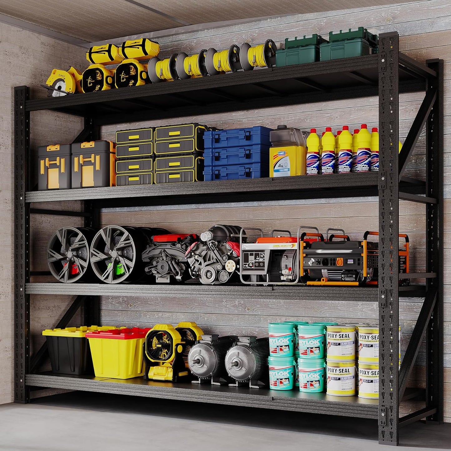 78.8" W Storage Shelves 7000lbs Garage Metal Shelving Heavy Duty Garage Shelves Adjustable Storage Shelves for Industrial, Factory, (78.8" W X 24" D X 78.8" H)