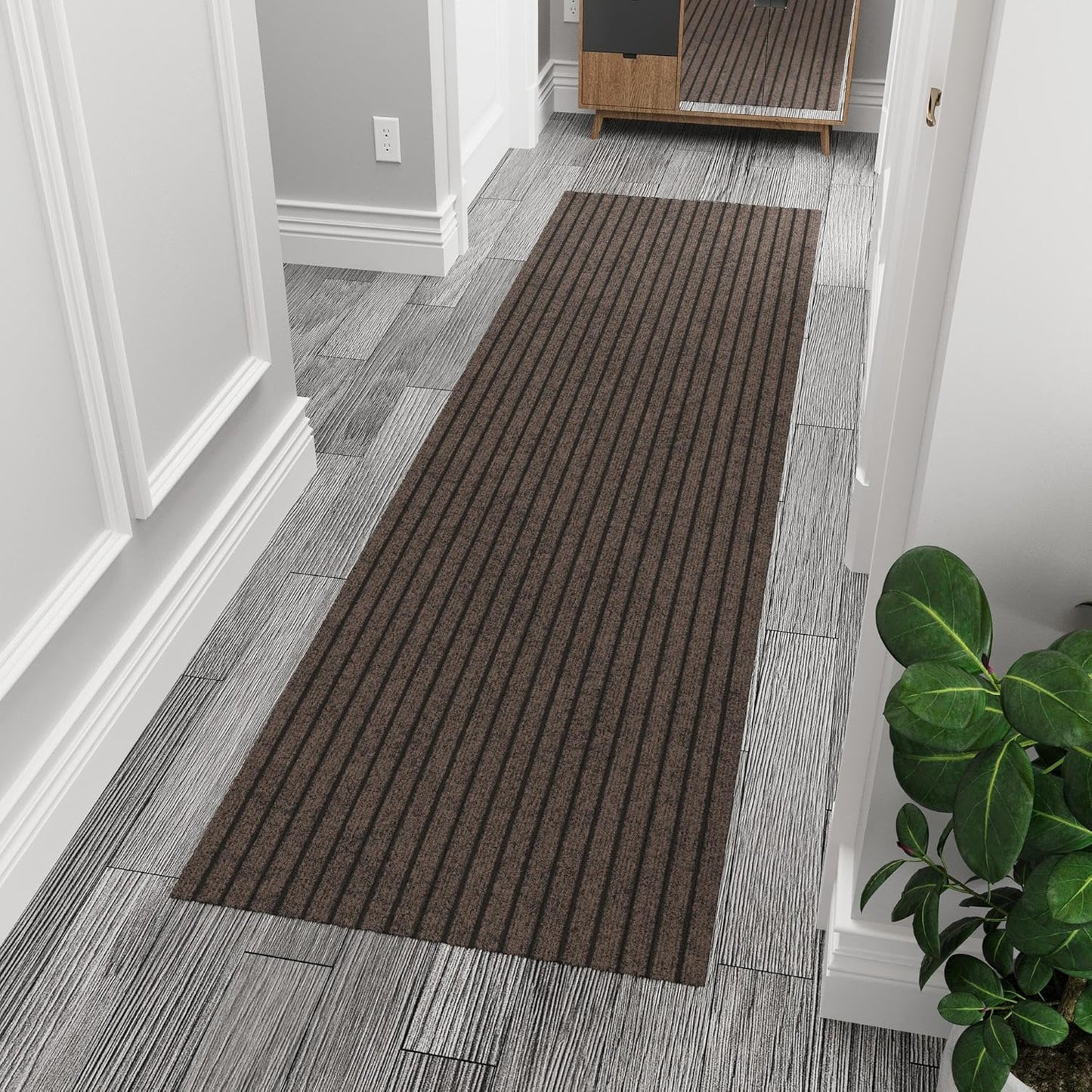 Ottomanson 2'7" x 5' Mud Mat Area Rug Scraper Carpet - Non-Slip, Dirt Trapping for Indoor & Outdoor Use - Ideal for Entryway, Garage, Kitchen, Patio & High-Traffic Areas, Brown