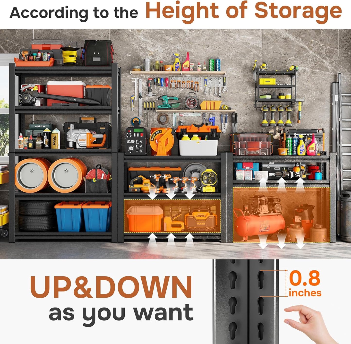 3500 LBS Garage Shelving Heavy Duty 5-Tier Adjustable Storage Shelves Unit,71''H Metal Utility Rack Shelf for Industries, Warehouses, Basement,Black (71.2''H x 35.4''W x 13.8''D)