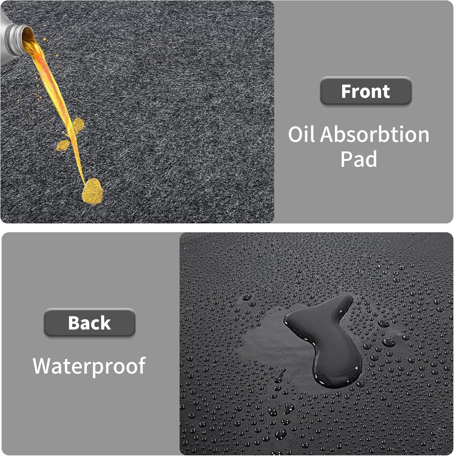 HOMBYS Extra Large Garage Floor Mats for Under Car, Dark Grey Garage Flooring Rug, Motorcycle Oil Spill Mat, Absorbent Oil Garage Parking Mat 7’4" x20', Non Slip and Waterproof Backing
