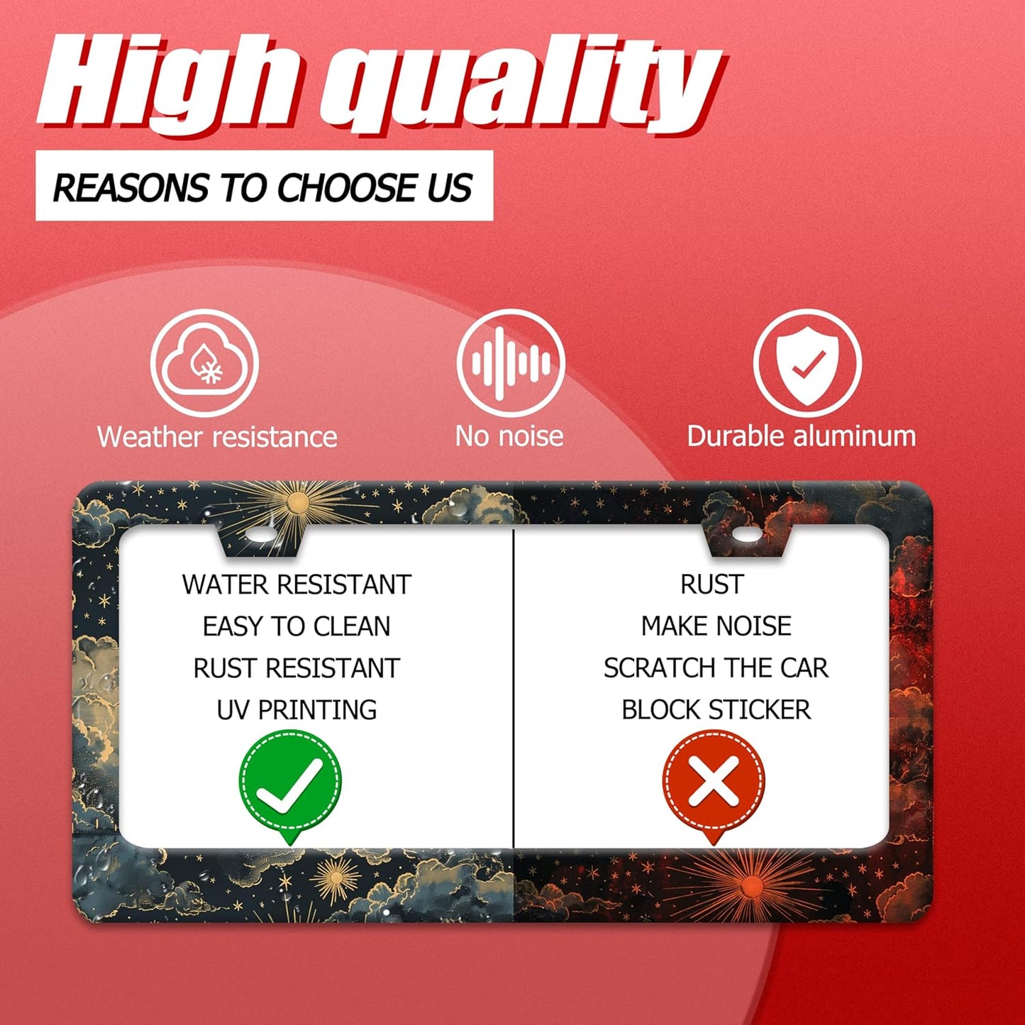 Beautiful Night Starry Sky License Plate Frame Nebula Stars License Plate Holder Funny Personalise Car Stainless Stee Decorative Parts for Standard Us Canada Vehicles 12x6 Inch for Women Men