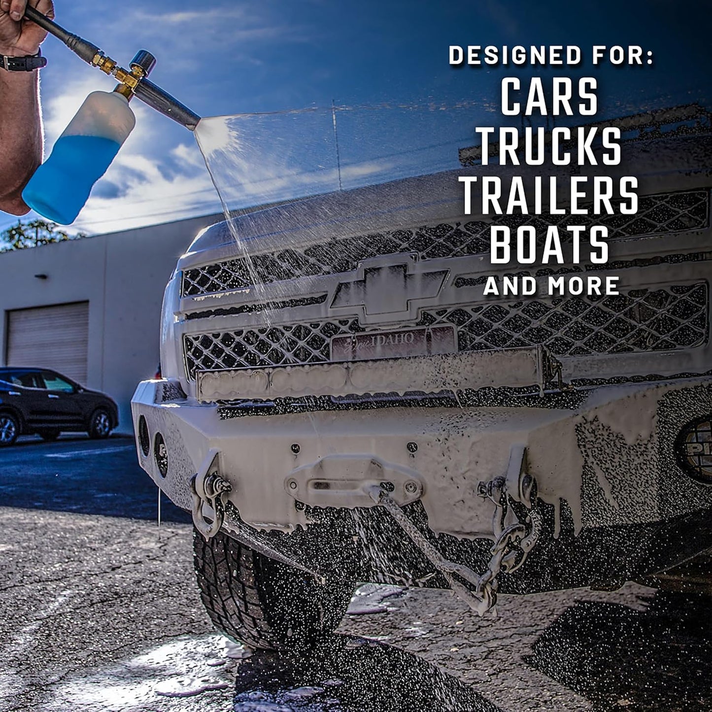 Slick Products Wash & Wax Extra Thick Foaming Cleaning Solution Motorcycle, Truck, Trailer, Boat, Car Wash Soap - Works With Foam Cannon, Foam Gun, Sprayers, Buckets, 32 oz., Tropical Scent