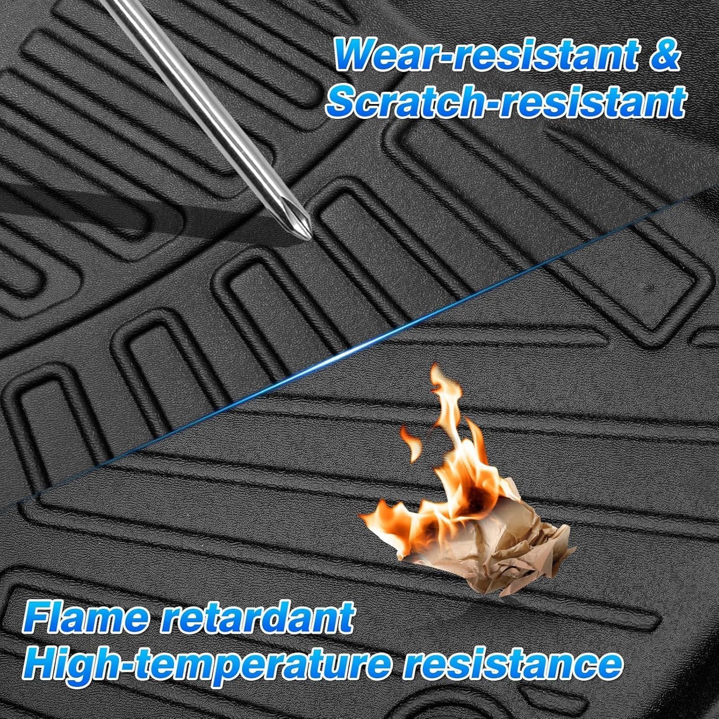 Cartist Floor Mats Fit for 2014-2018 Chevy Silverado & GMC Sierra 1500 Crew Cab;2015-2019 Silverado/Sierra 2500HD/3500 HD Crew Cab, All Weather TPE Custom Fit Silverado Floor Mats 1st & 2nd Row