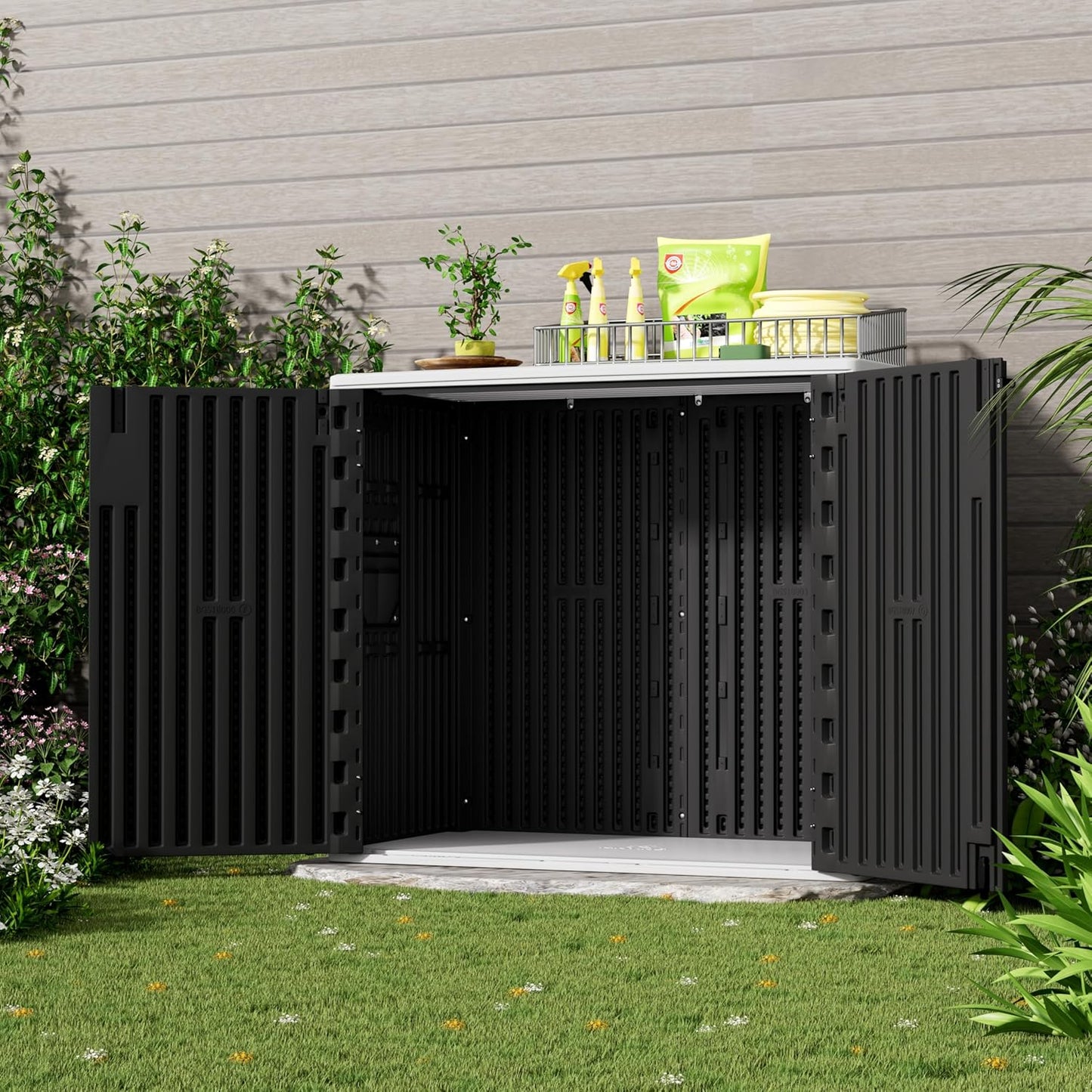 37Cu.ft Outdoor Storage Shed Waterproof,Horizontal Outdoor Storage Cabinet for Patio & Garden Shed, Garage, Pool Storage.