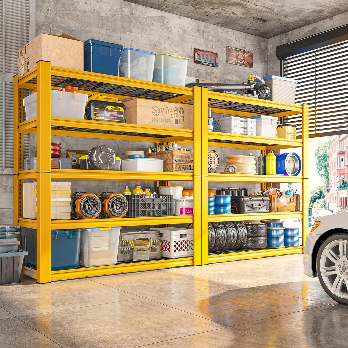 REIBII 72''H Garage Shelving 3010 LBS Storage Shelves Adjustable Metal Shelving 5 Tier Metal Shelves for Storage Industrial Shelf for Pantry Kitchen Basement 72" HX35.5 WX16 D