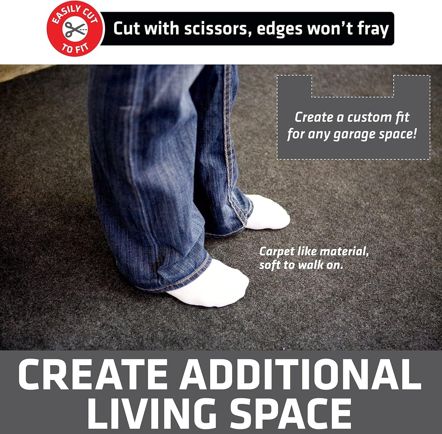 Drymate Garage Floor Mat, (17' x 7'4"), Protects Surfaces, Transforms Garage, Absorbent, Waterproof, Durable (USA Made) (Charcoal) (Includes Double Sided Tape)