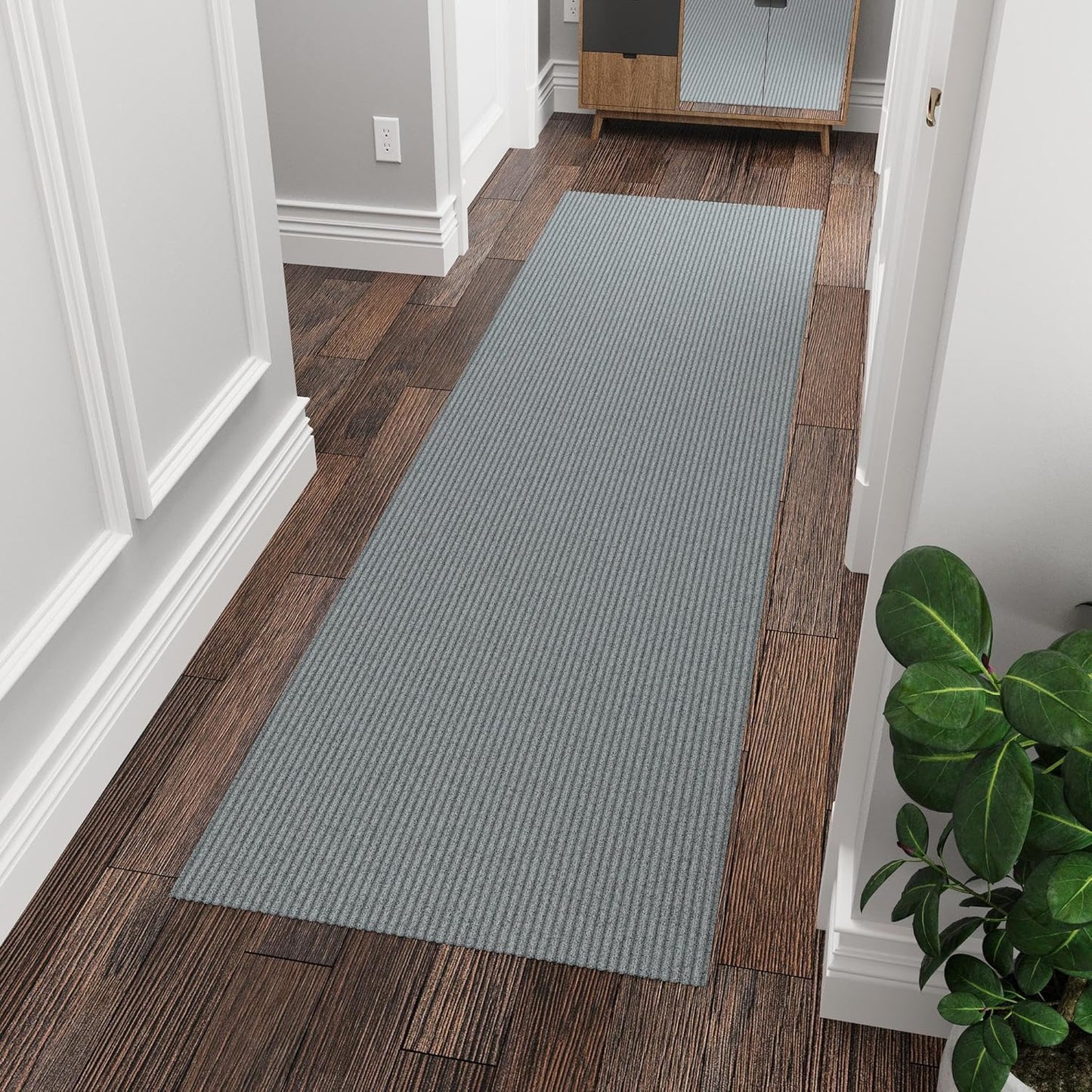 Ottomanson 3'11" x 8' Hallway Runner with Scraper Pile - Extra Durable Non-Slip Rug Mat for Indoor & Outdoor Use - Ideal for Kitchen, Entryway & Garage - High-Traffic Carpet, Gray