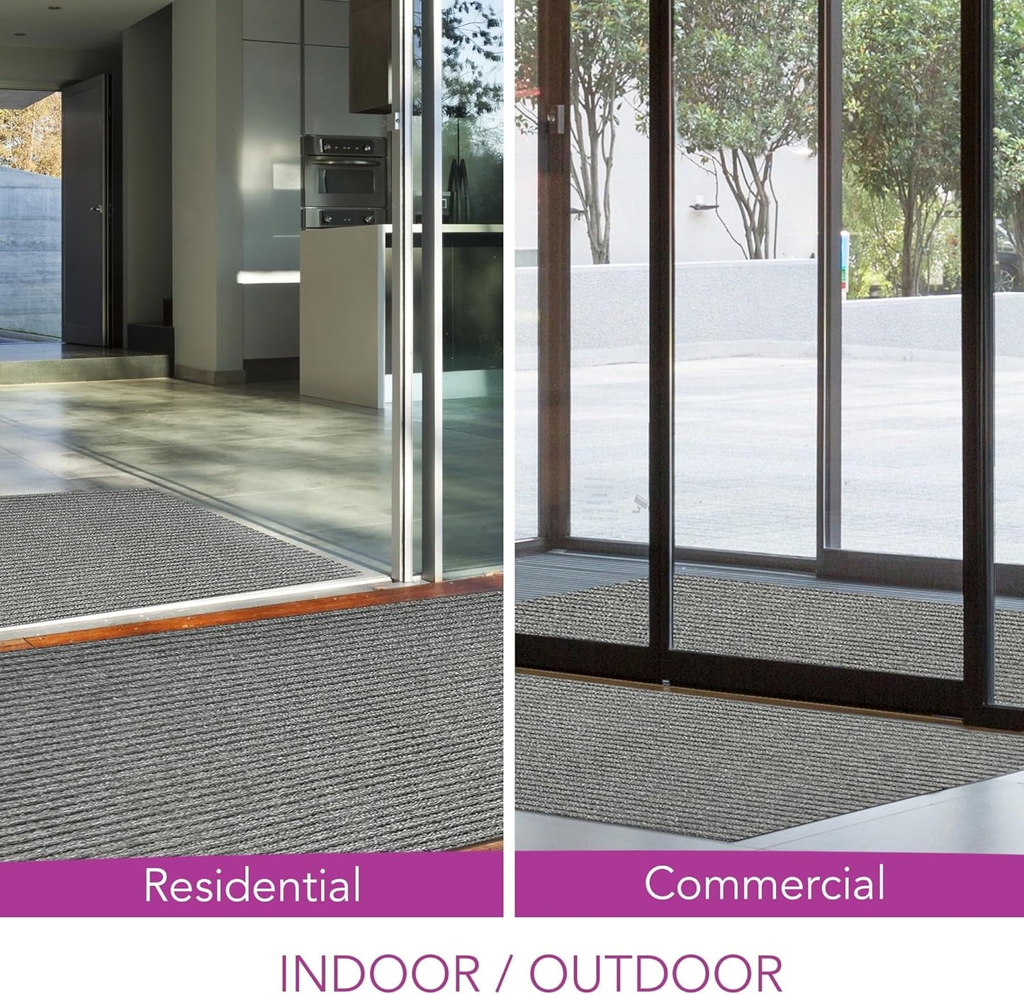 iCustomRug Spartan Weather Warrior Indoor/Outdoor Utility Ribbed Carpet Runner with Non-Slip Thermoplastic Rubber Backing, 3ft X 70ft in Grey