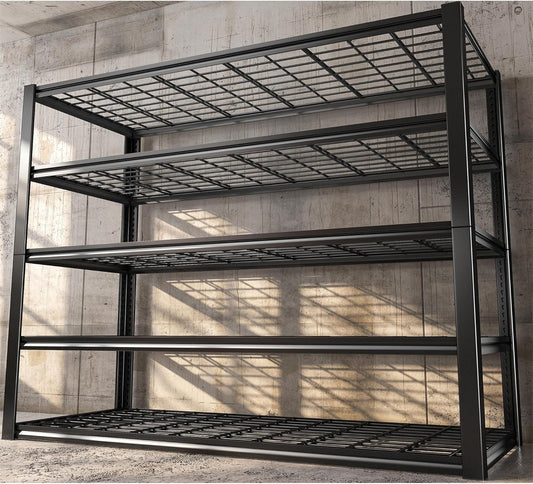 REIBII 48.2''W Garage Shelving Heavy Duty Metal Shelving 3000LBS Storage Shelves Adjustable Metal Shelves Industrial Garage Shelf for Warehouse Basement 48.2 "W x 24.2" D x 72.2 "H