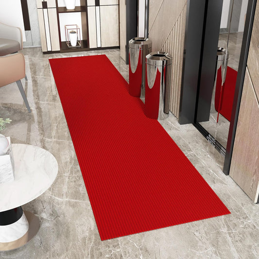 Ottomanson 2' x 11' Hallway Runner with Scraper Pile - Extra Durable Non-Slip Rug Mat for Indoor & Outdoor Use - Ideal for Kitchen, Entryway, Patio & Garage - High-Traffic Carpet, Red