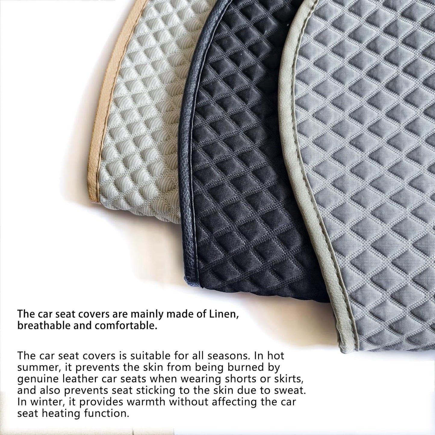 Cloth Car Seat Cover,Linen Bottom Car Seat Covers,Cooling Fabric Car Seat Cushion Breathable Ventilated Front Seat Only,Gray