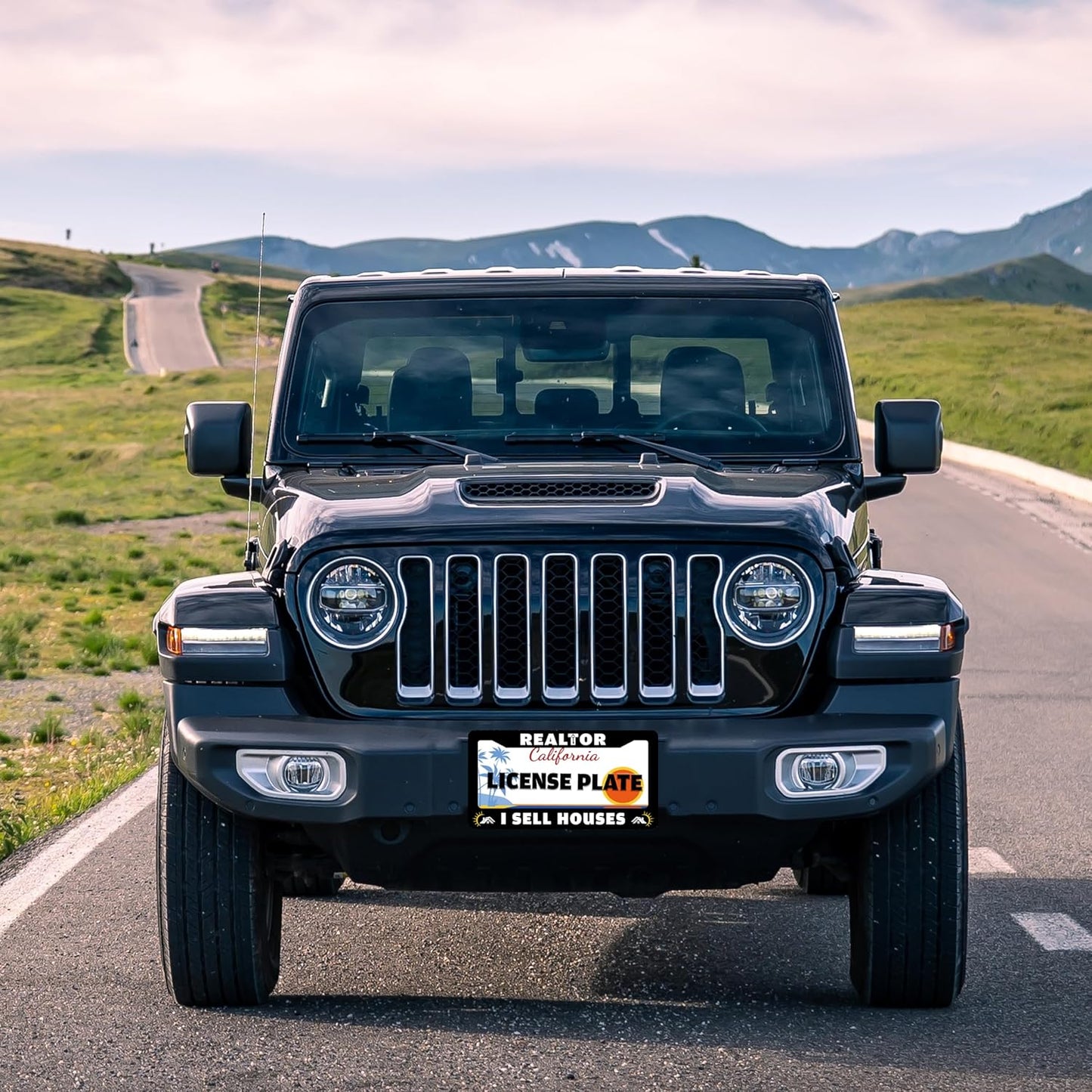 Realtor I Sell Houses License Plate Frame Funny House License Plate Holder for Front or Rear Car Tags Stainless Steel Car Decoration with Screws 6.3 X 12.2 in