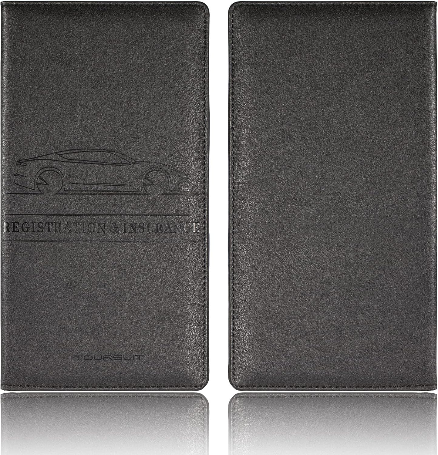 TOURSUIT Car Registration and Insurance Card Holder, Vehicle License Document Glove Box Compartment Organizer, Interior Car Accessories for Women Men Teens (Black)