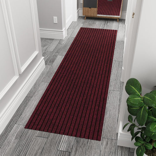 Ottomanson 2'7" x 5' Mud Mat Area Rug Scraper Carpet - Non-Slip, Dirt Trapping for Indoor & Outdoor Use - Ideal for Entryway, Garage, Kitchen, Patio & High-Traffic Areas, Red