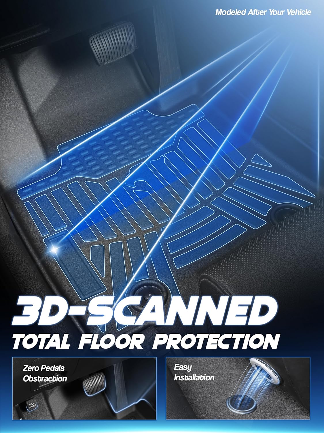 Car Floor Mats for 2016-2021 Hyundai Tucson丨2017-2022 Kia Sportage Accessories,TPE All Weather Protection Floor Mats,Custom Fit 1st&2nd Row Car Floor Liners Set,Heavy Duty Accessories,Black