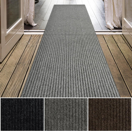 iCustomRug Spartan Weather Warrior Duty Indoor/Outdoor Utility Ribbed in 3ft,4ft,6ft Widths 70 Custom Sizes with Natural Non-Slip Rubber Backing 4'X52' in Grey