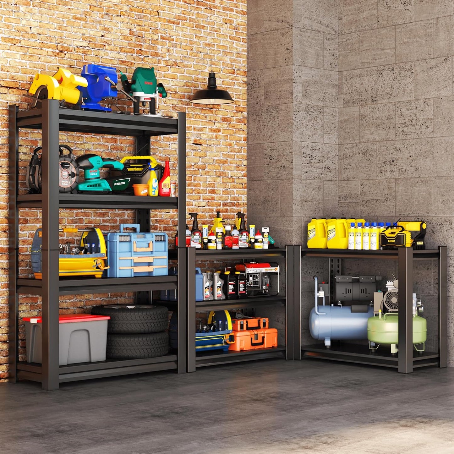 Metal Garage Shelving Unit, Heavy Duty Adjustable Storage Rack, Steel Shelving,2000 lbs Capacity, Industrial Shelves for Heavy Tools and Equipment (4-Tier 59" H x 32" W x 14" D)