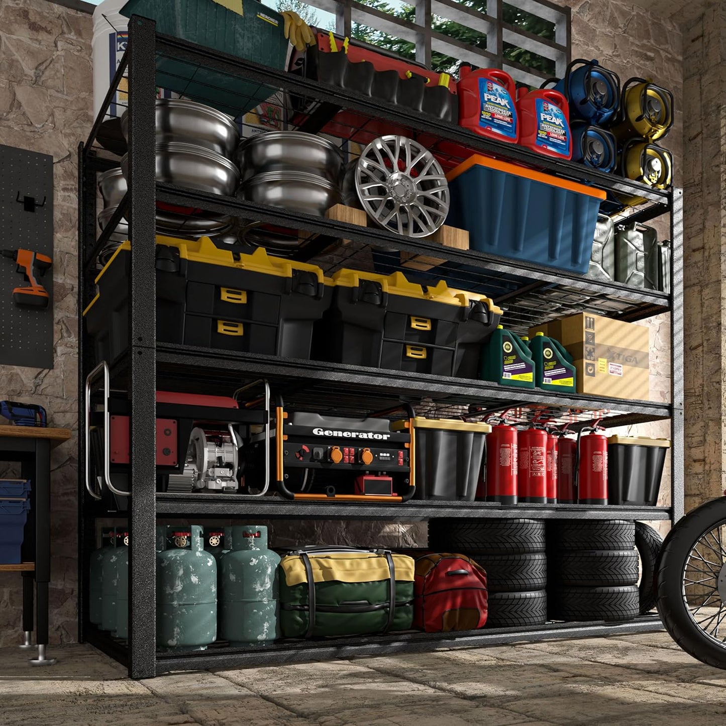 MUPATER 72" H x 47.6" W x 18.1" D Metal Storage Shelves, 5 Tier Shelves and Adjustable Shelves, Garage Shelving Unit, Standing Utility Rack for Warehouse Kitchen