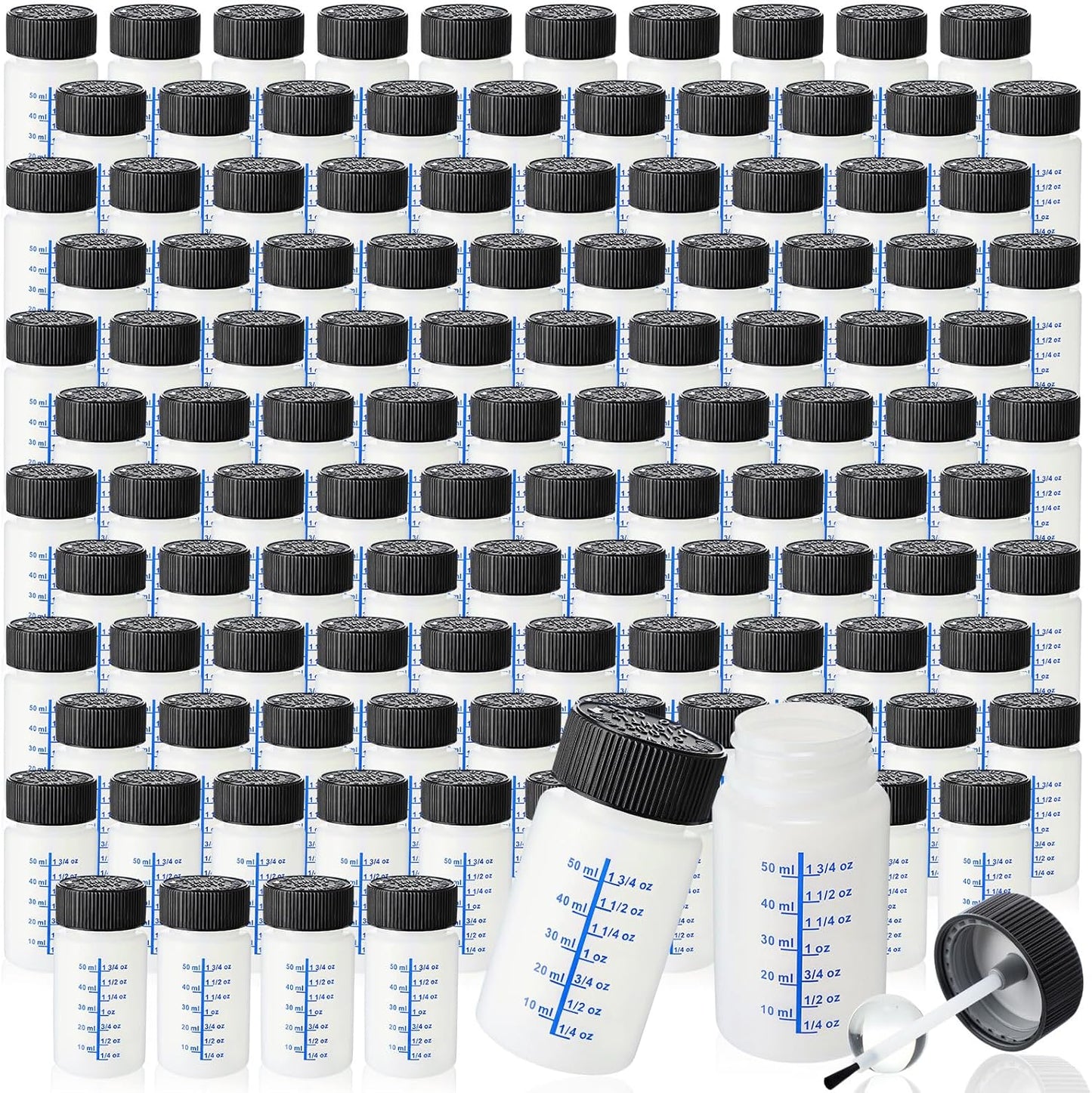 Mumufy 180 Pcs Paint Touch up Paint Bottles with Brush and Lid Empty Touch up Paint Bottle with Paint Mixing Balls 2 oz Fluid Capacity Leftover Paint Container for Car Scratches Repair (Black,Blue)