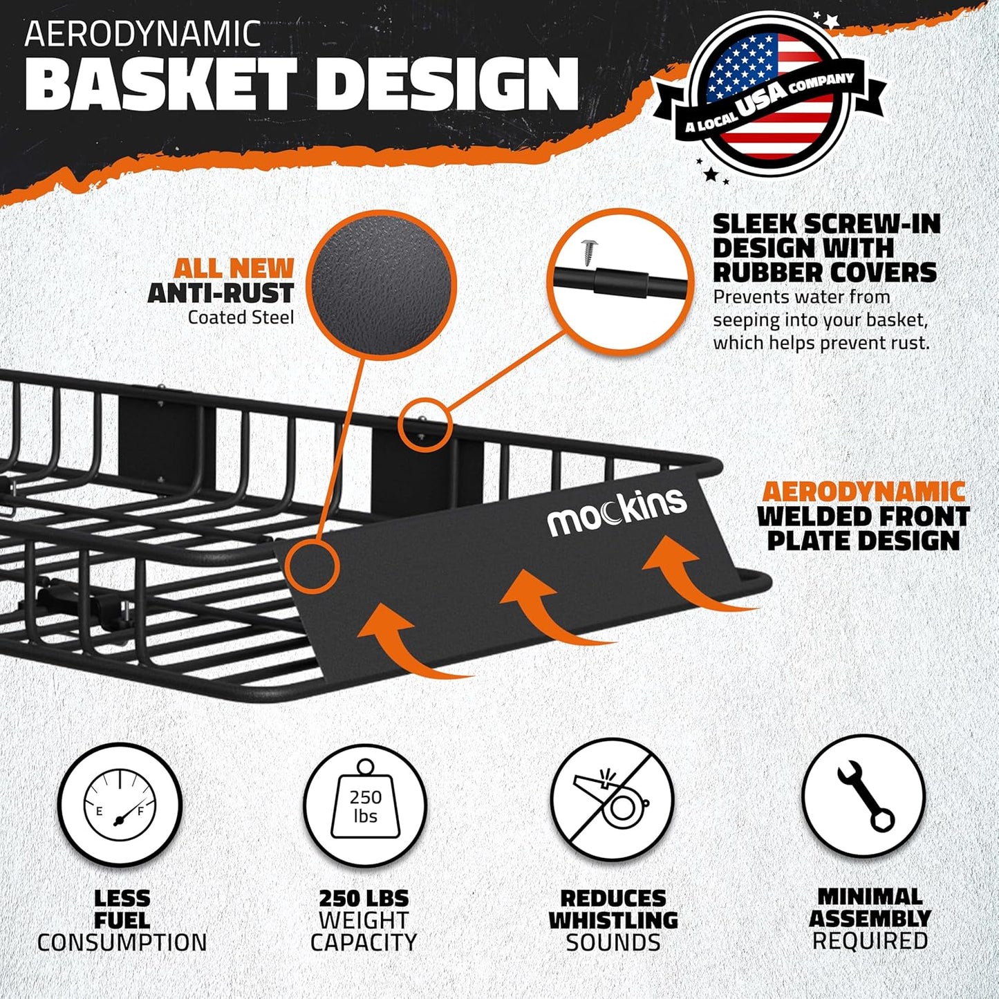 Mockins 64"x39"x6" Extendable Heavy Duty Roof Rack Basket w/ 16 CuFt Waterproof Cargo Bag for Top of Car | 250Lbs Cap All Weather Rooftop Cargo Carrier for Top of Vehicle & Car Top Carrier Accessories