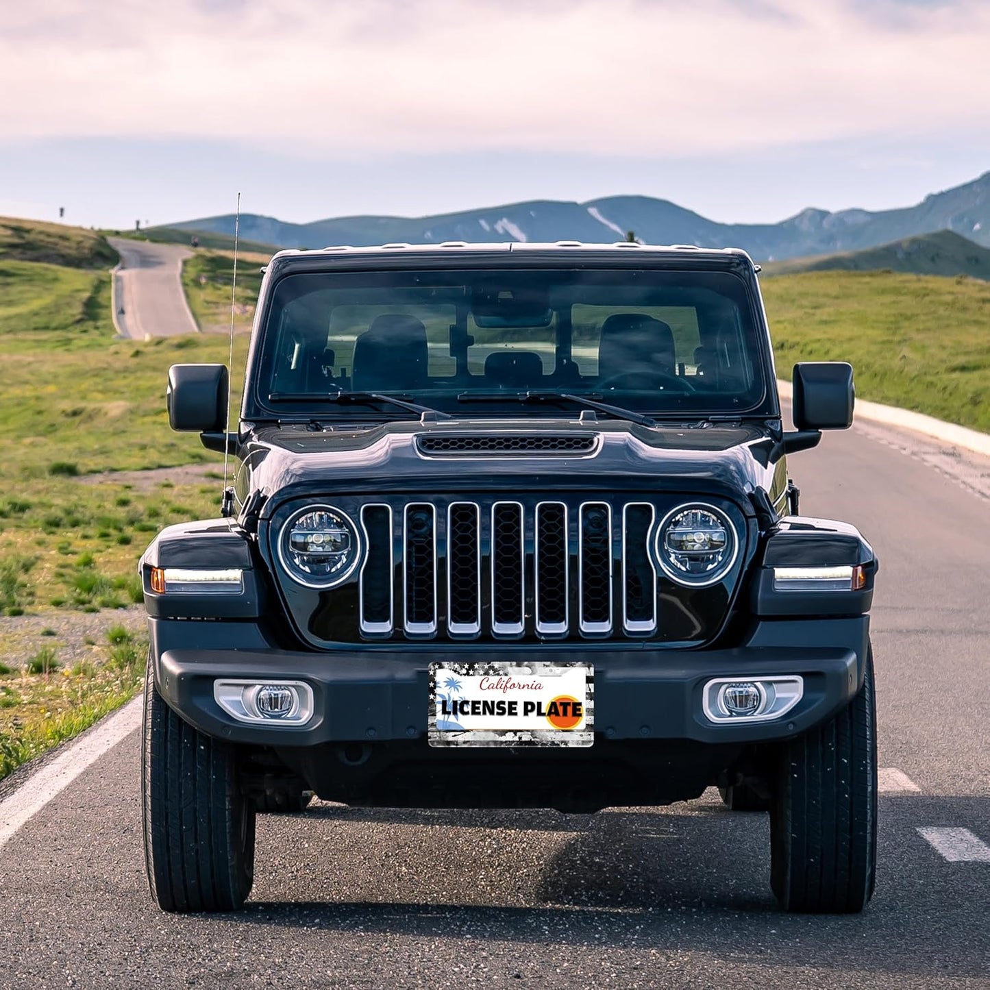 Vintage American Flag License Plate Frame USA Flag Stainless Steel License Plate Holder for Front or Rear Car Tags Funny for Car Decoration Accessories with Screws 6.3 X 12.2 in for Women Men