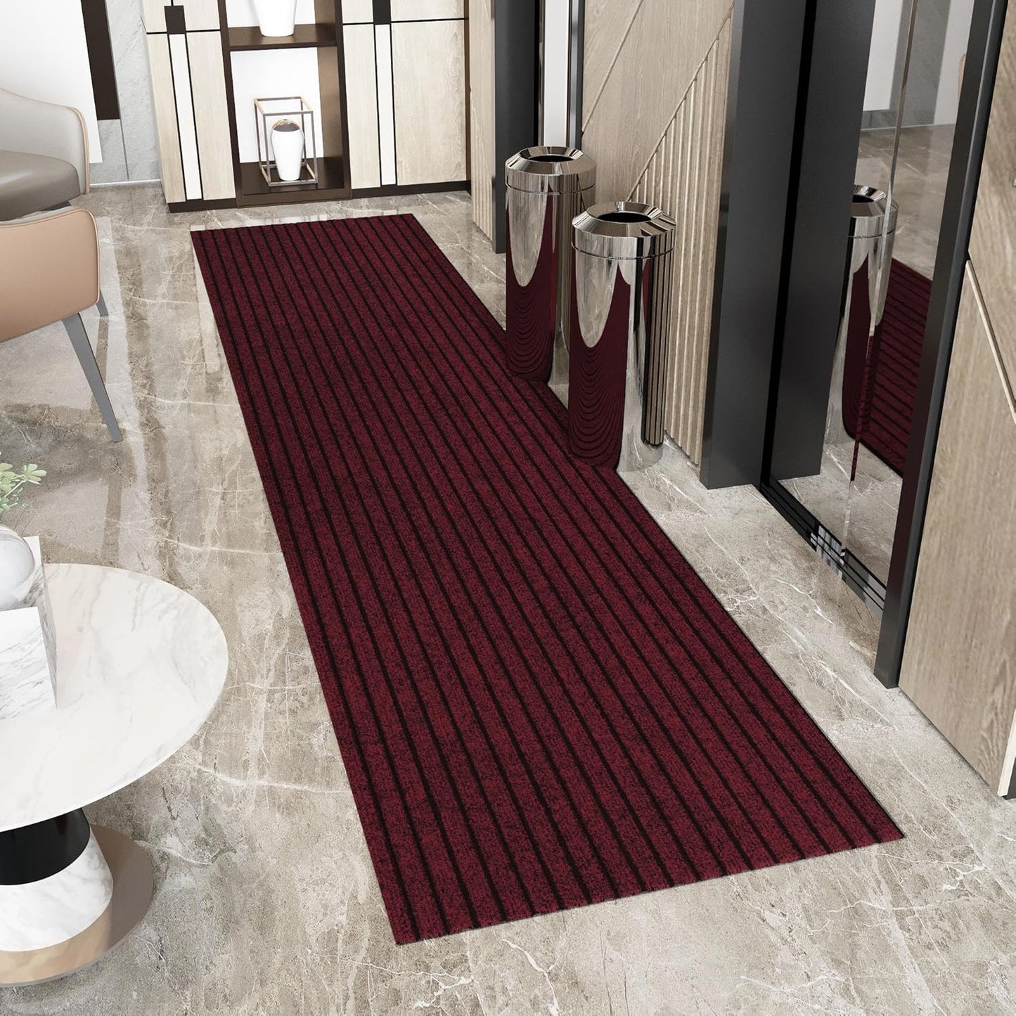 Ottomanson 2'7" x 11' Hallway Runner with Scraper Pile Extra Durable Non-Slip Rug Mat for Indoor & Outdoor Use - Ideal for Kitchen, Entryway, Patio & Garage - High-Traffic Carpet, Red