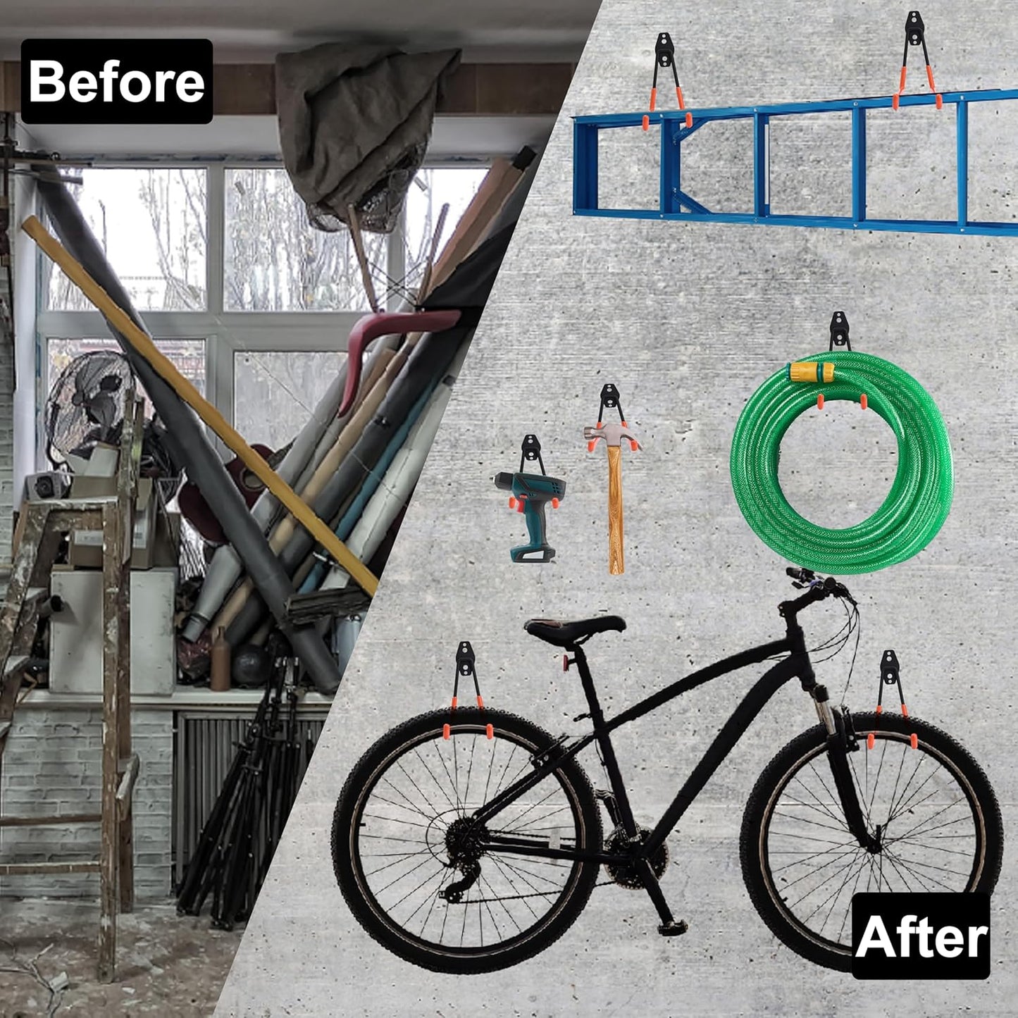 QUELIEN 3 Pack Garage Wall Hooks – 2.5in Heavy-Duty Cord Organizers for Garage Storage, Hose Holder, and Organization – Durable, Space-Saving Design for Home, Garage, and Workshop Use