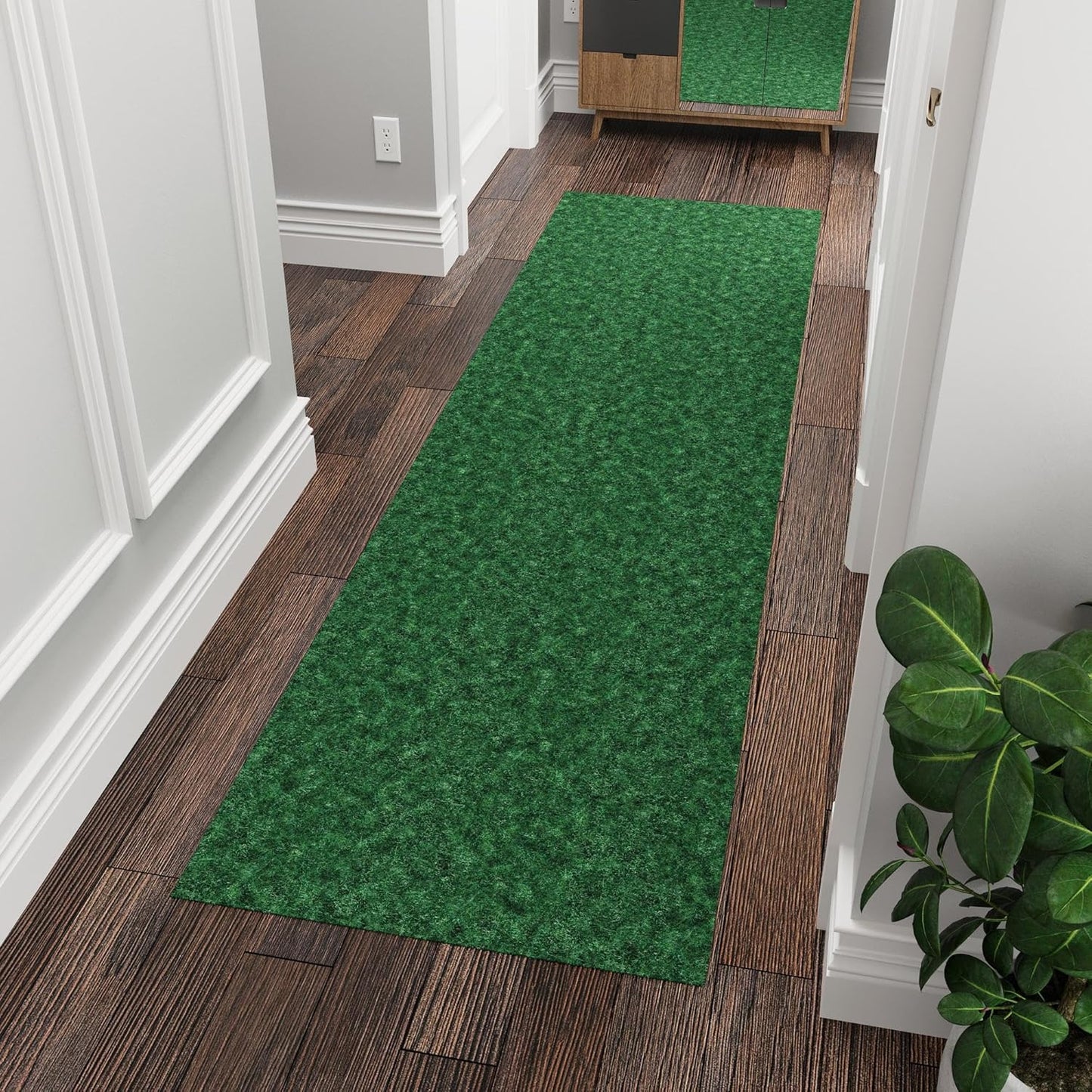 Ottomanson 2'7" x 6' Hallway Runner with Scraper Pile - Extra Durable Non-Slip Rug Mat for Indoor & Outdoor Use - Ideal for Kitchen, Entryway & Garage - High-Traffic Carpet, Green