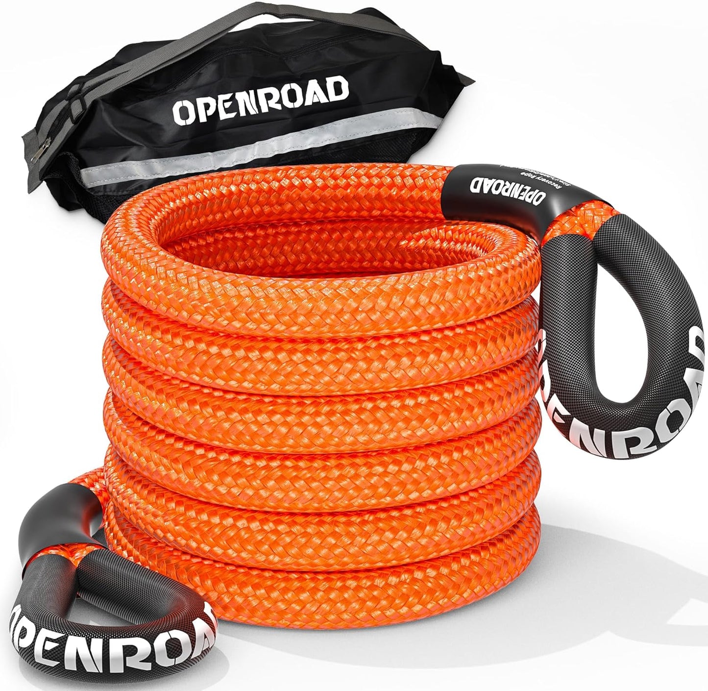 OPENROAD 1" x30ft Kinetic Recovery Rope 36,000LBS Heavy Duty Offroad Tow Strap, 35% Elasticity Snatch Rope for Jeep, Truck, ATV, UTV - Orange (Includes Storage Bag)
