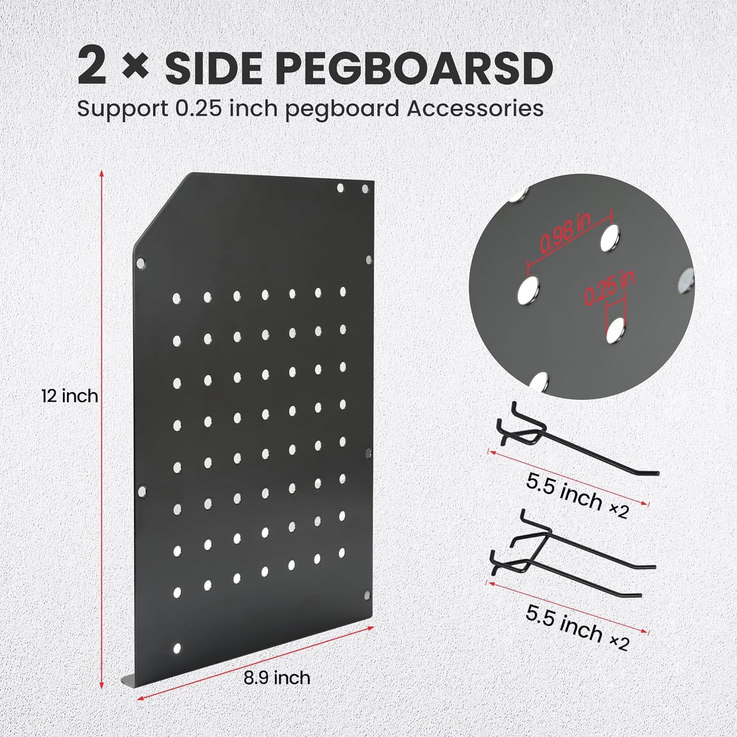 TRZZ Power Tool Organizer Wall Mount, 3-Layer Charging Station with 8 Outlets, 6 Drill Holders and Drill Bit Rack, Efficient and Organized Storage for Garage, Workbench, and Workshop (Black)