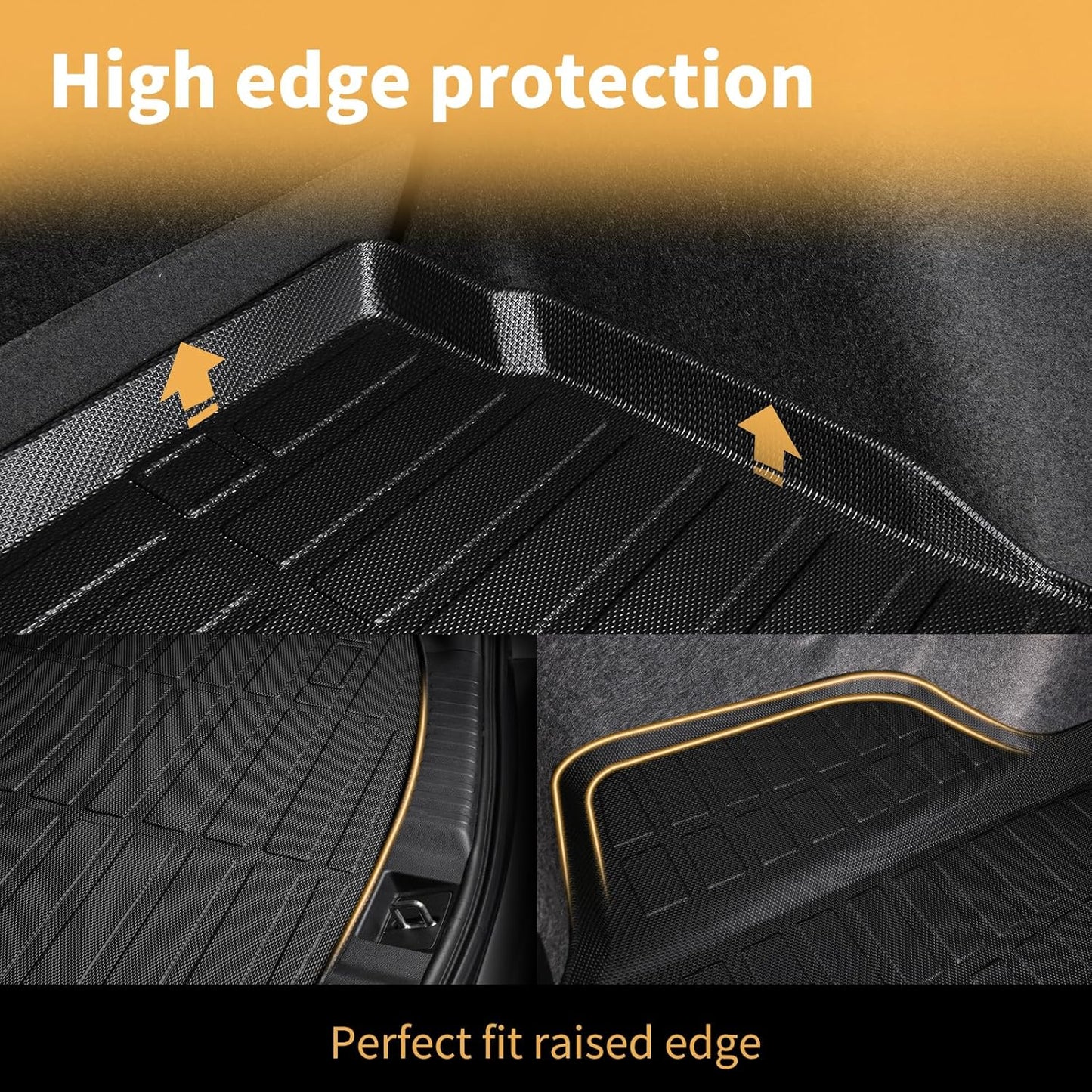GINOWY- Floor Mats & Cargo Liner for Hyundai Santa Fe 2019-2020, TPE All Weather Protection Santa Fe Car Mats, Non-Slip Trunk Cargo Mat, Waterproof Car Accessories Floor Liners, Black