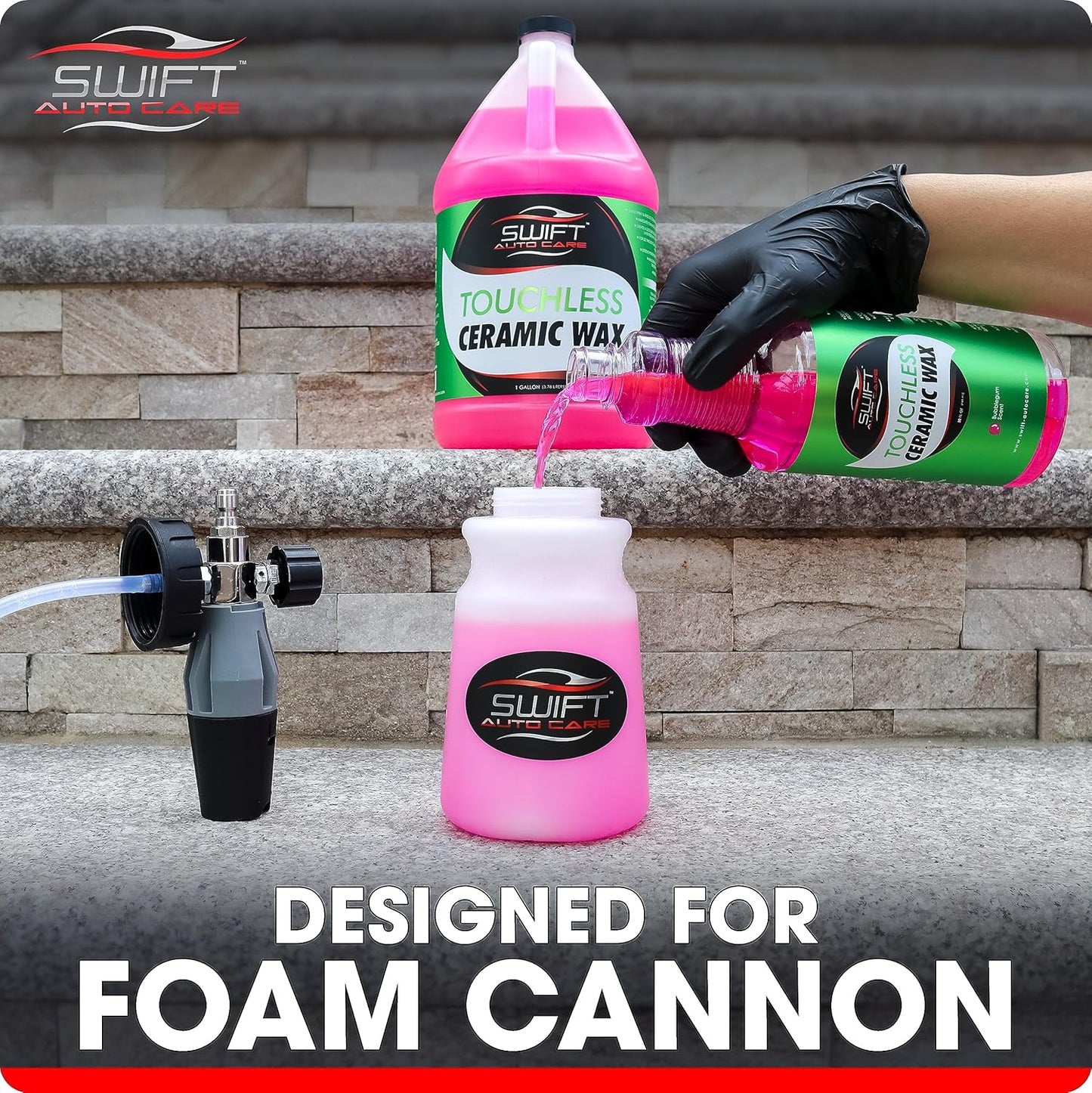 Swift Touchless Ceramic Foamable Wax (32 Oz) – Spray On/Rinse Off For High-Gloss, Hydrophobic Protective Layer | For Foam Cannon & Foam Pump Sprayer After Car Wash | Wax Cars, Trucks, RV’s & More!