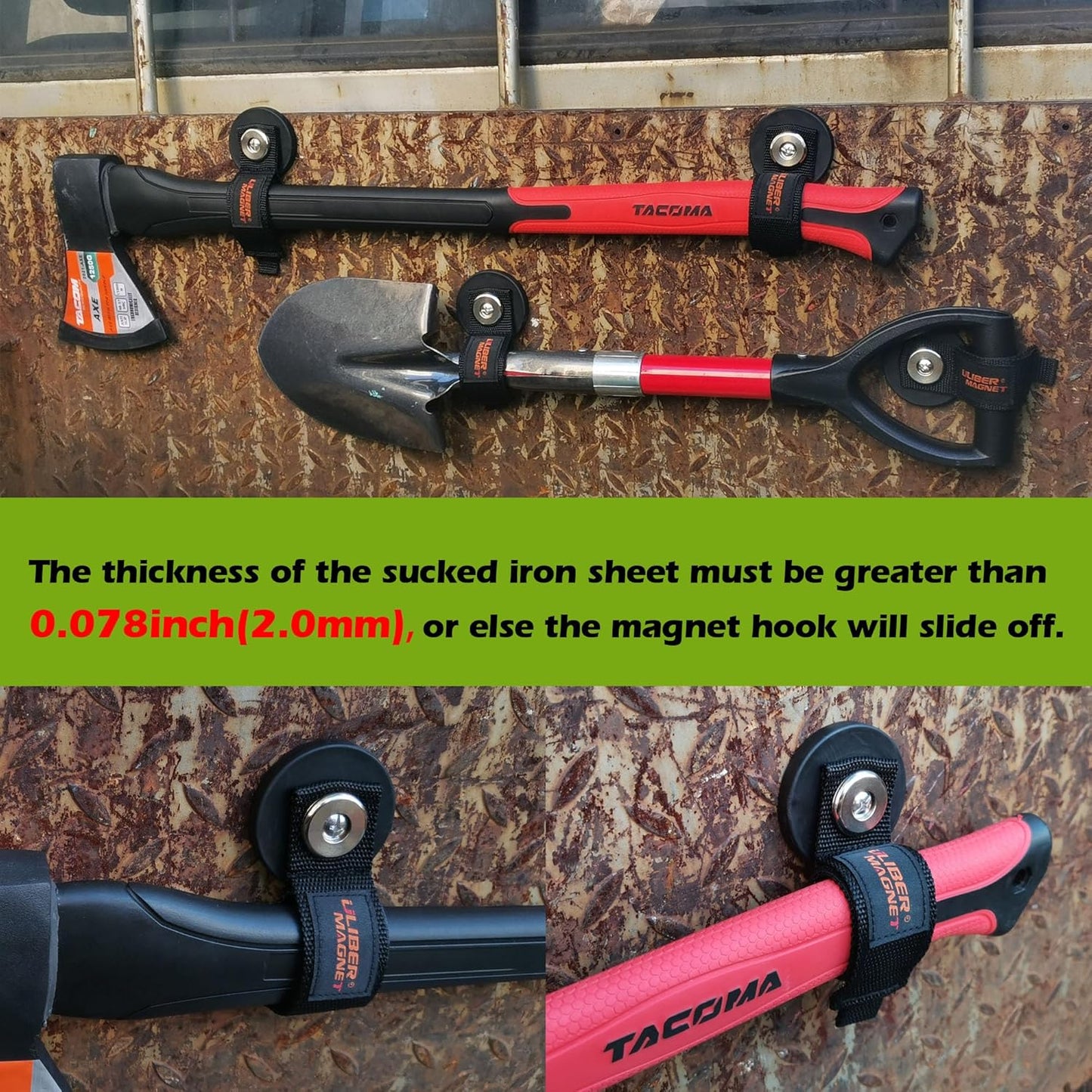 ULIBERMAGNET Strong Magnetic Storage Straps,Heavy Duty Magnetic Garage Storage Tool Organizer,Extension Cord, Cable, Rope,Tools for Garage,Pick-up,RV and Workshop(2 Pack/1.69INCH)