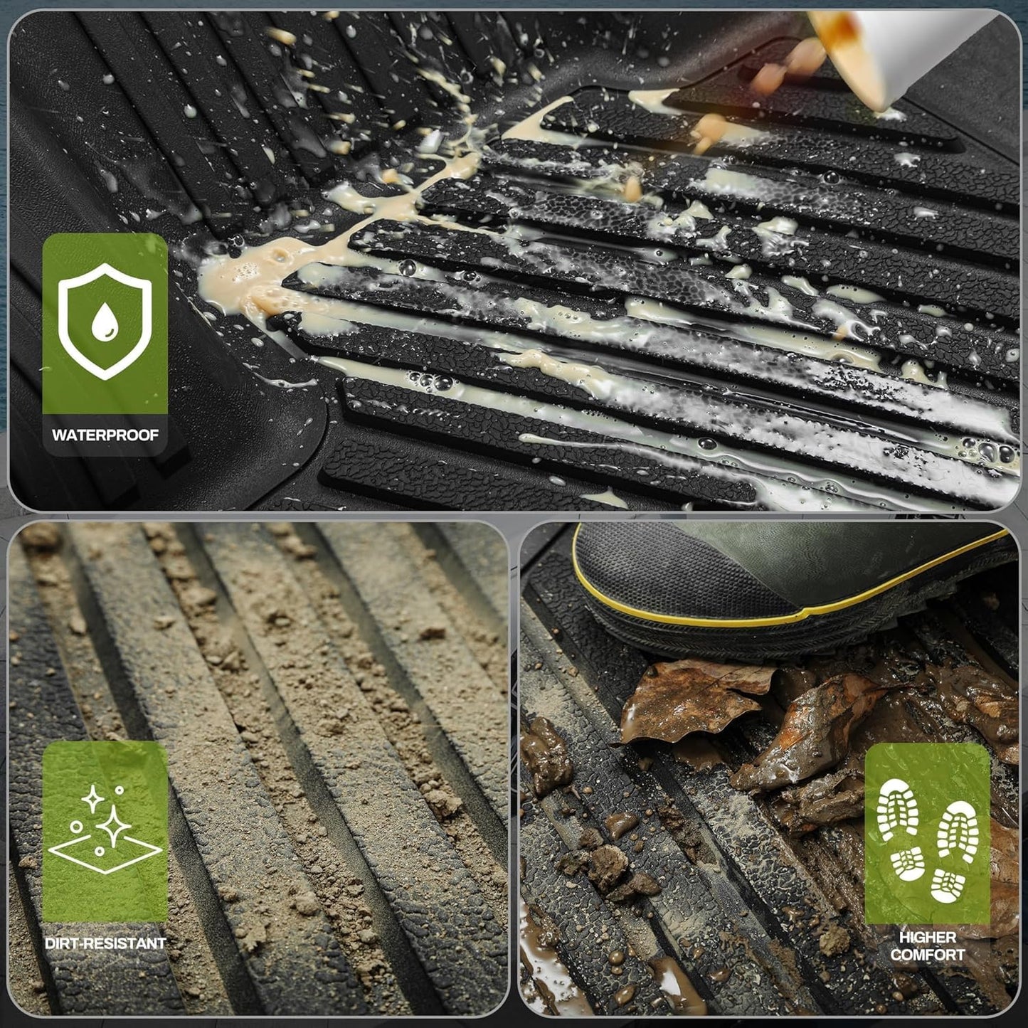 AUTOSAVER88 Floor Mats Fit for 2025 Toyota Tacoma Double Cab, All Weather TPE Floor Liners Custom Fit for 2024 Tacoma Automatic Transmission Non Hybrid, Front&Rear 2 Row Car Mats Accessories, Black